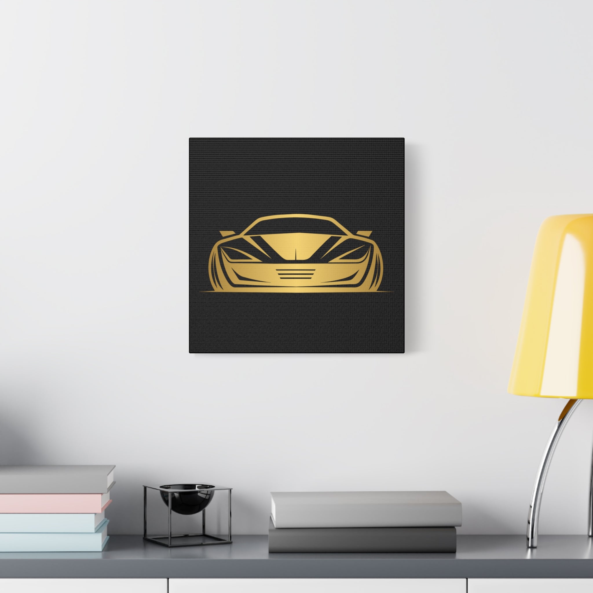 Golden Sports Car Canvas Print — Modern Automotive Wall Art