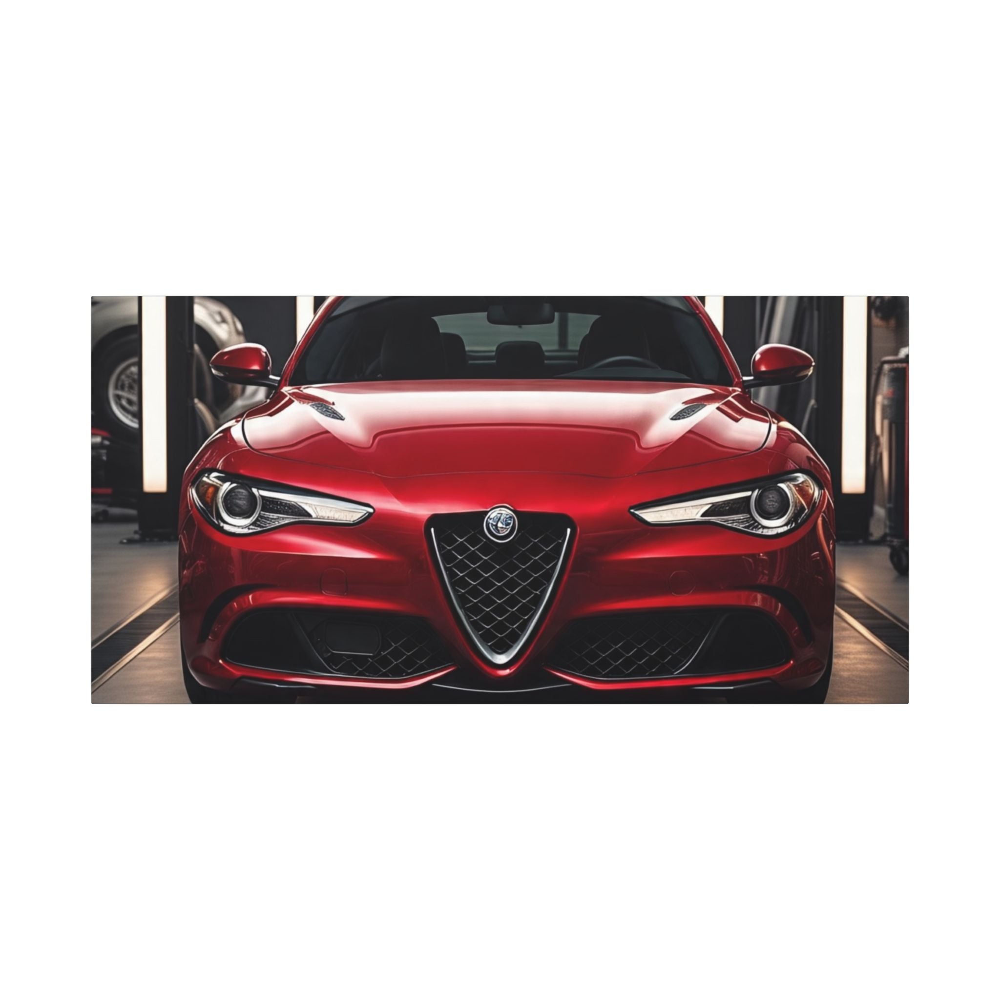Alfa Romeo Giulia Front View Matte Canvas Wall Art — Stretched Car Photography Print