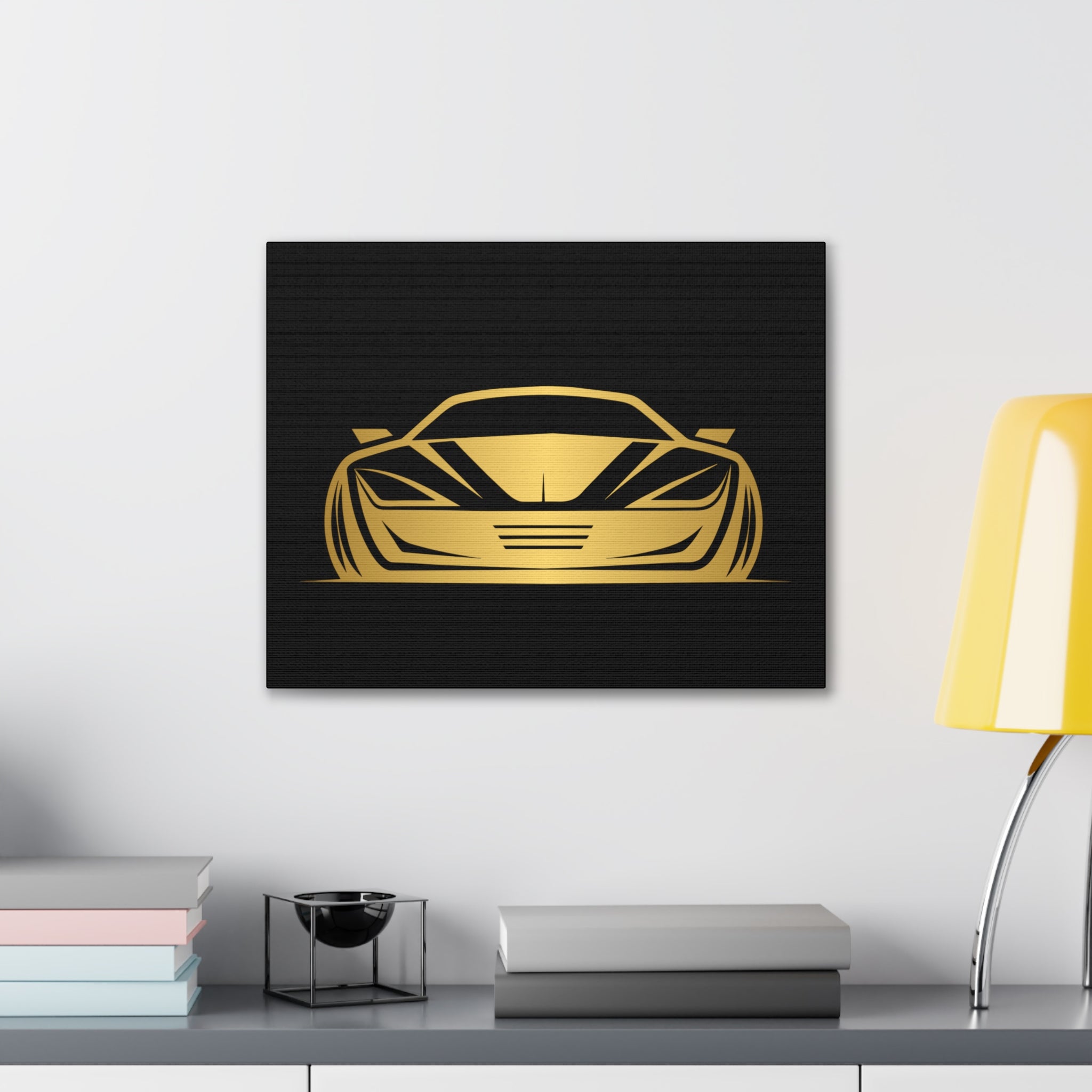 Gold Sports Car Canvas Print — Modern Automotive Wall Art