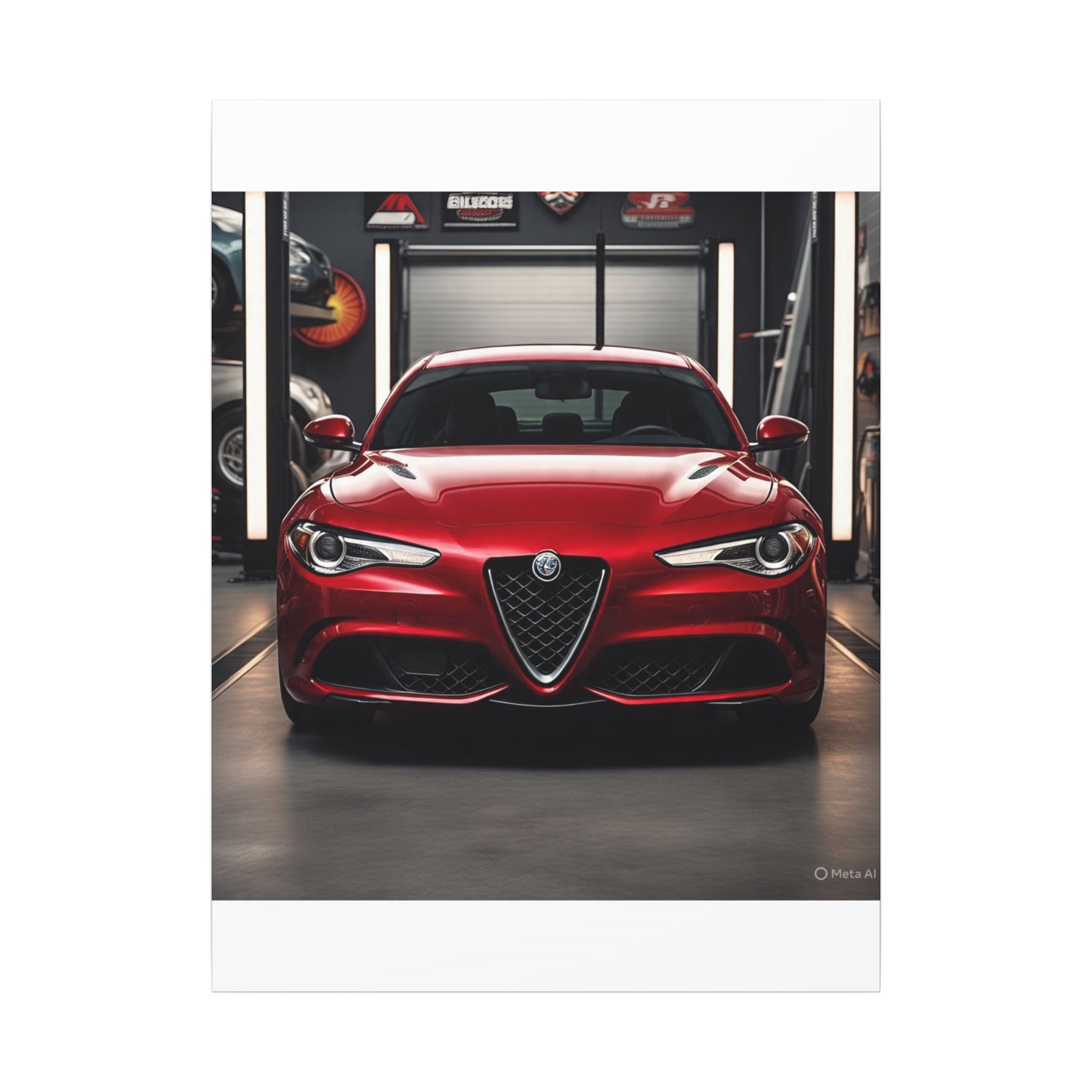 Alfa Romeo Giulia Front View Matte Canvas Wall Art — Stretched Car Photography Print