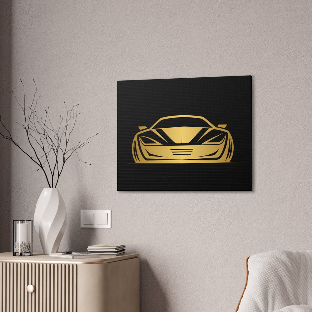 Gold Sports Car Canvas Print — Modern Automotive Wall Art
