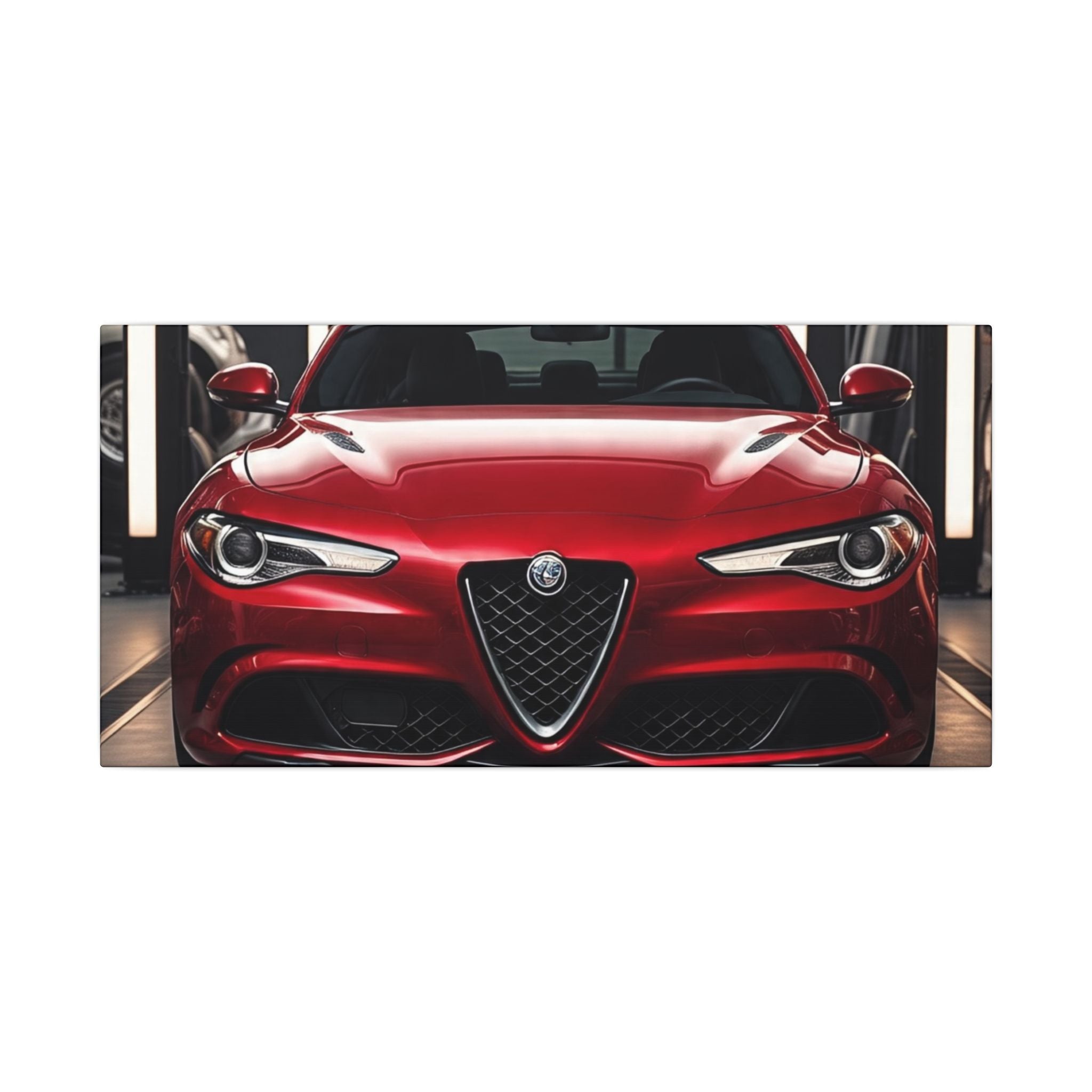 Alfa Romeo Giulia Front View Matte Canvas Wall Art — Stretched Car Photography Print