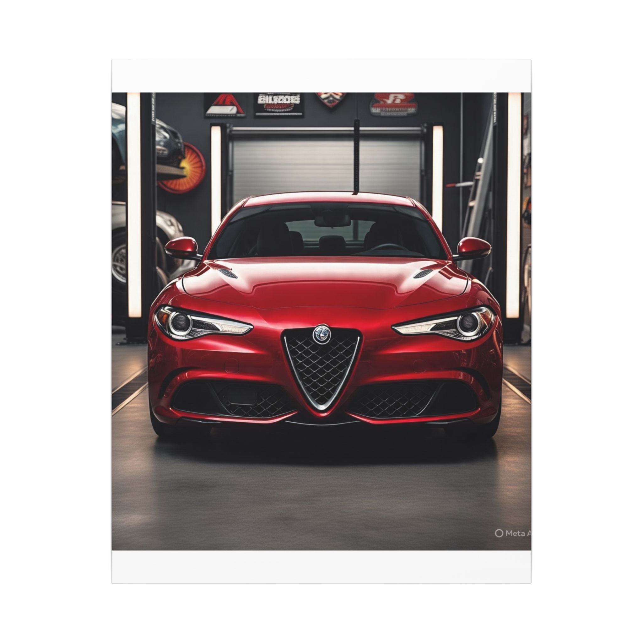 Alfa Romeo Giulia Front View Matte Canvas Wall Art — Stretched Car Photography Print