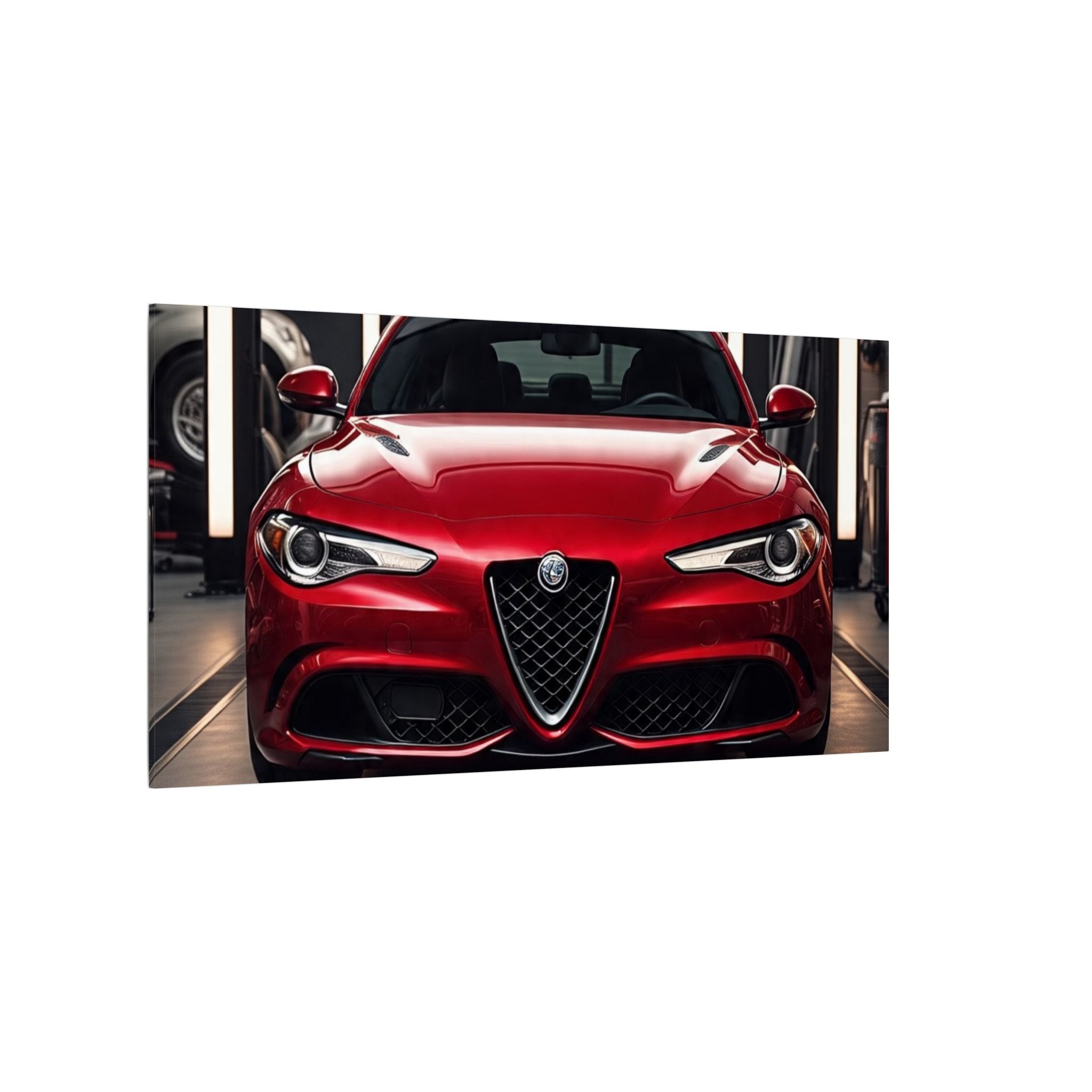 Alfa Romeo Giulia Front View Matte Canvas Wall Art — Stretched Car Photography Print