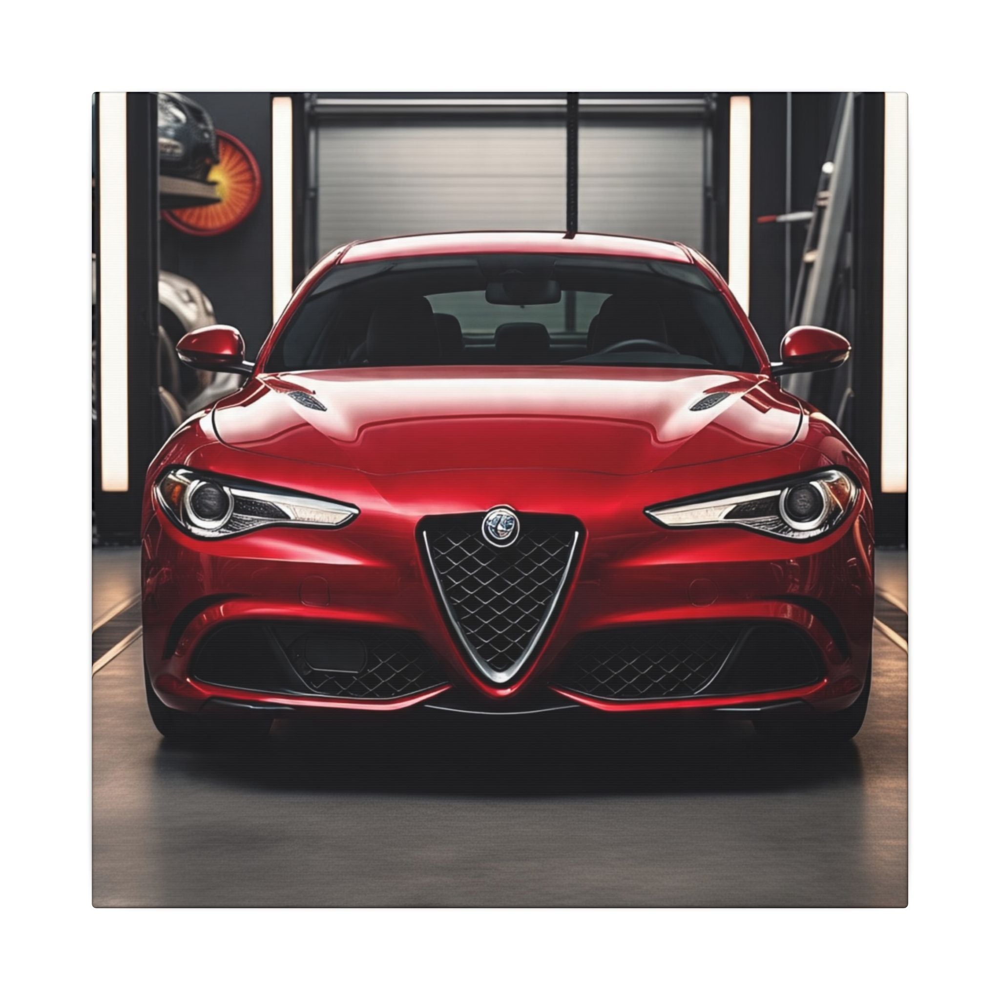 Alfa Romeo Giulia Front View Matte Canvas Wall Art — Stretched Car Photography Print