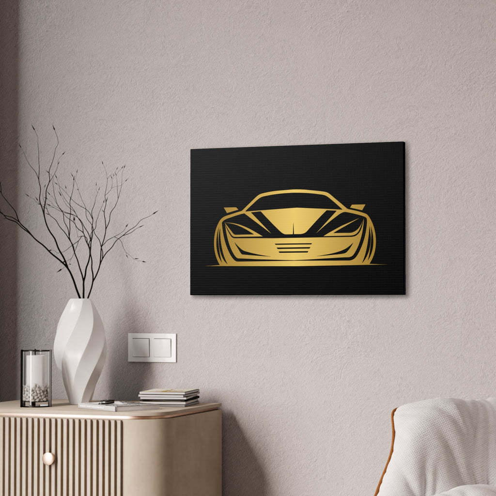 Gold Sports Car Canvas Print — Modern Automotive Wall Art