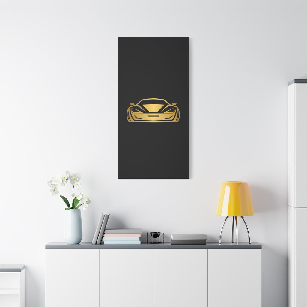 Golden Sports Car Canvas Print — Modern Automotive Wall Art