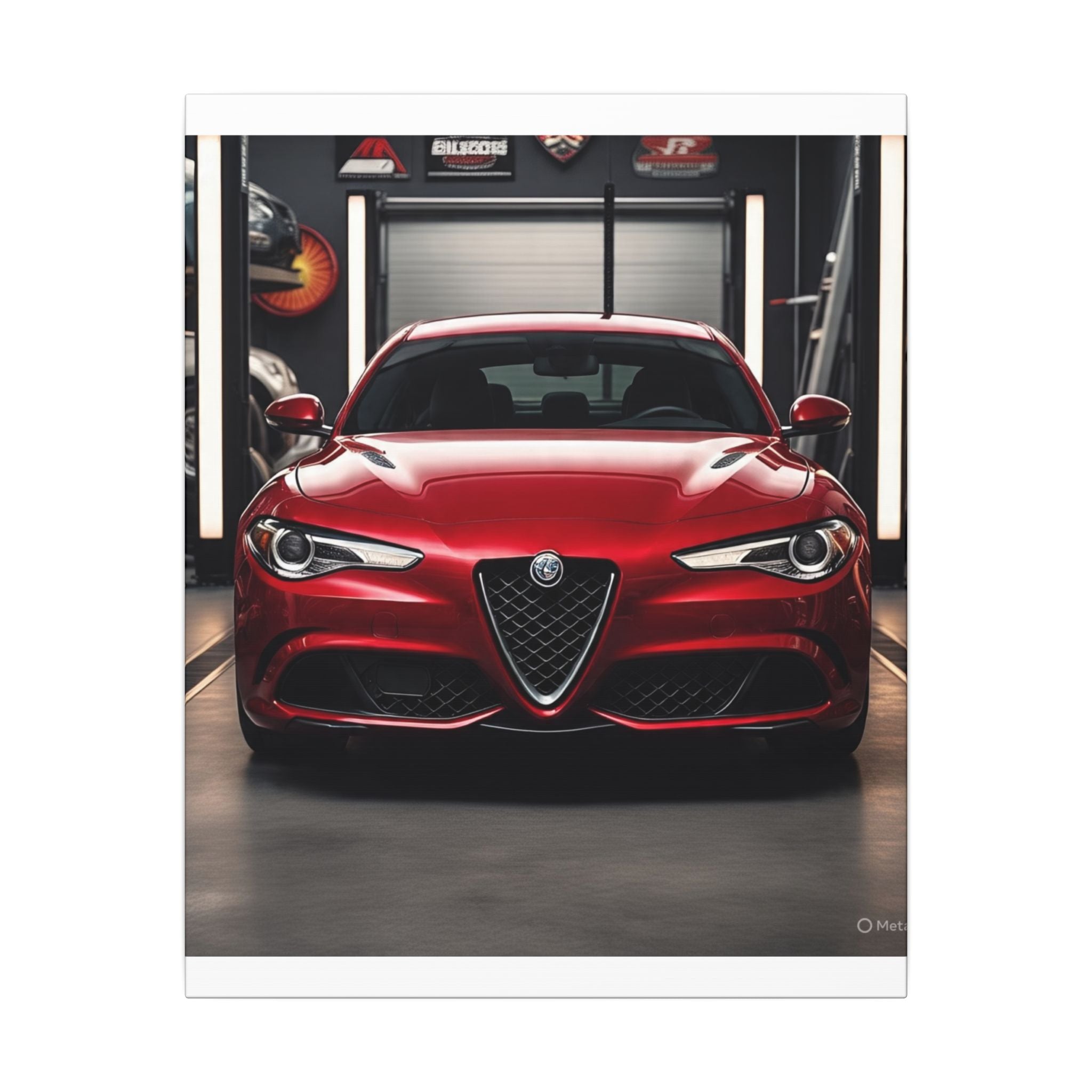 Alfa Romeo Giulia Front View Matte Canvas Wall Art — Stretched Car Photography Print