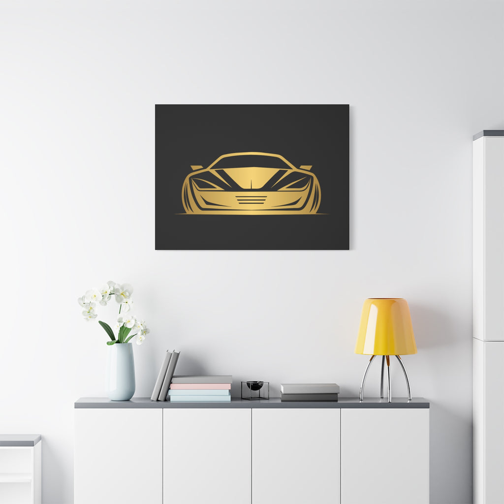 Golden Sports Car Canvas Print — Modern Automotive Wall Art