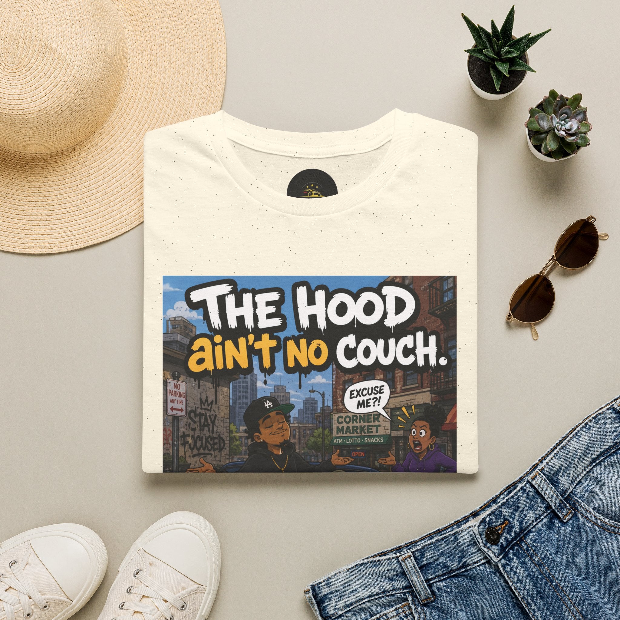 T-Shirt — "The Hood Ain’t No Couch" Urb Street Art Tee V2