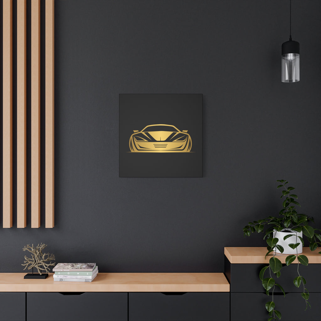 Golden Sports Car Canvas Print — Modern Automotive Wall Art