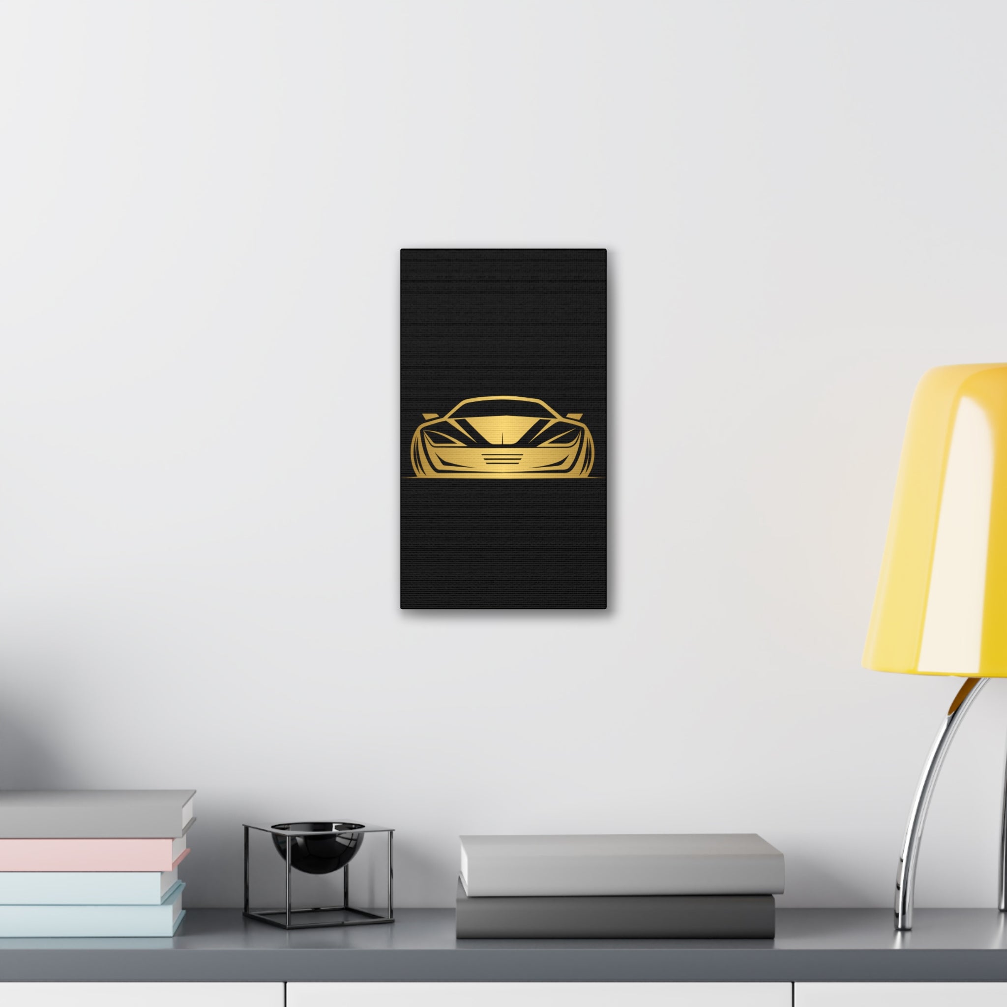Gold Sports Car Canvas Print — Modern Automotive Wall Art