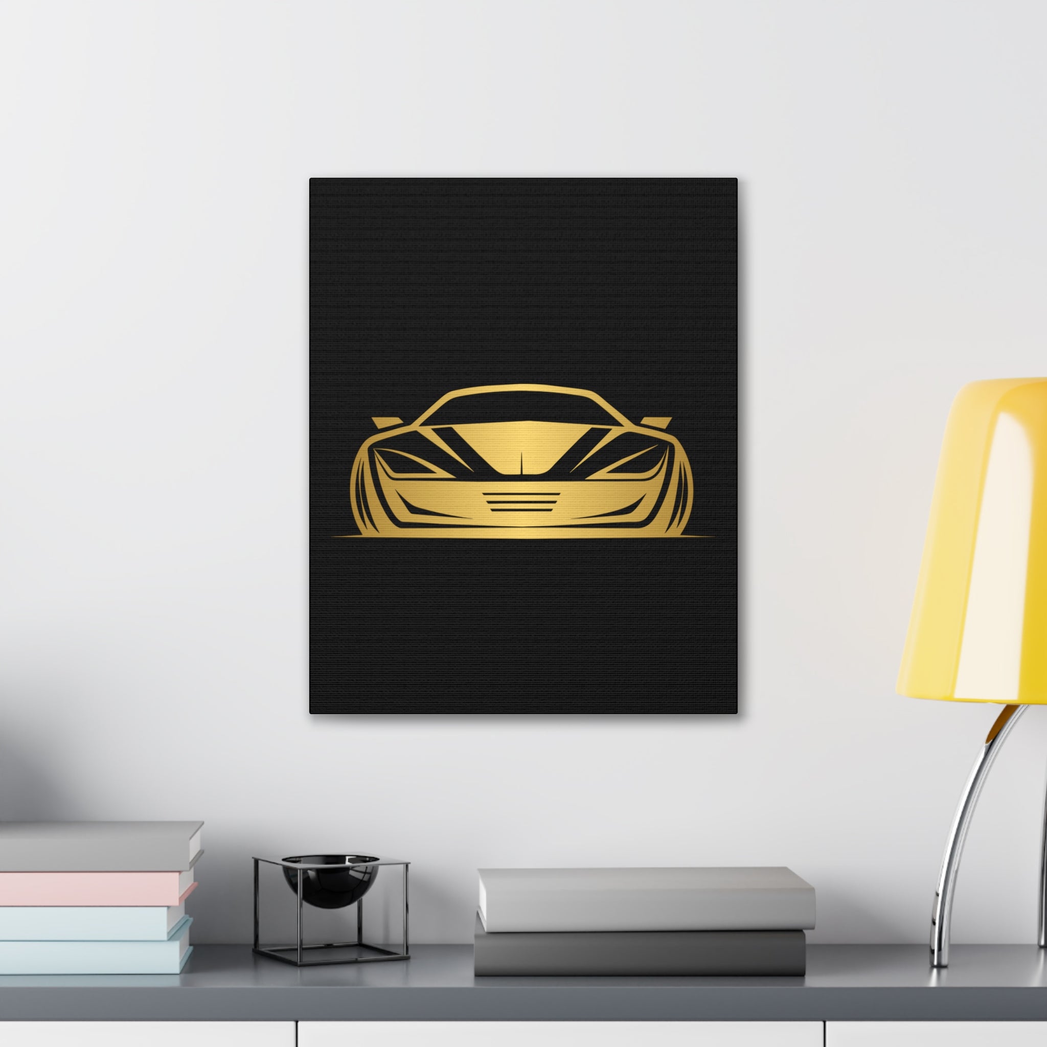 Gold Sports Car Canvas Print — Modern Automotive Wall Art