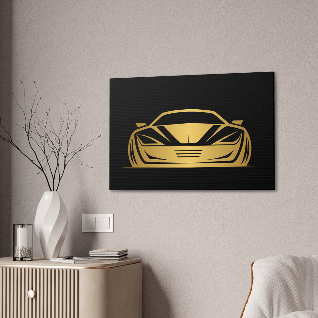 Gold Sports Car Canvas Print — Modern Automotive Wall Art