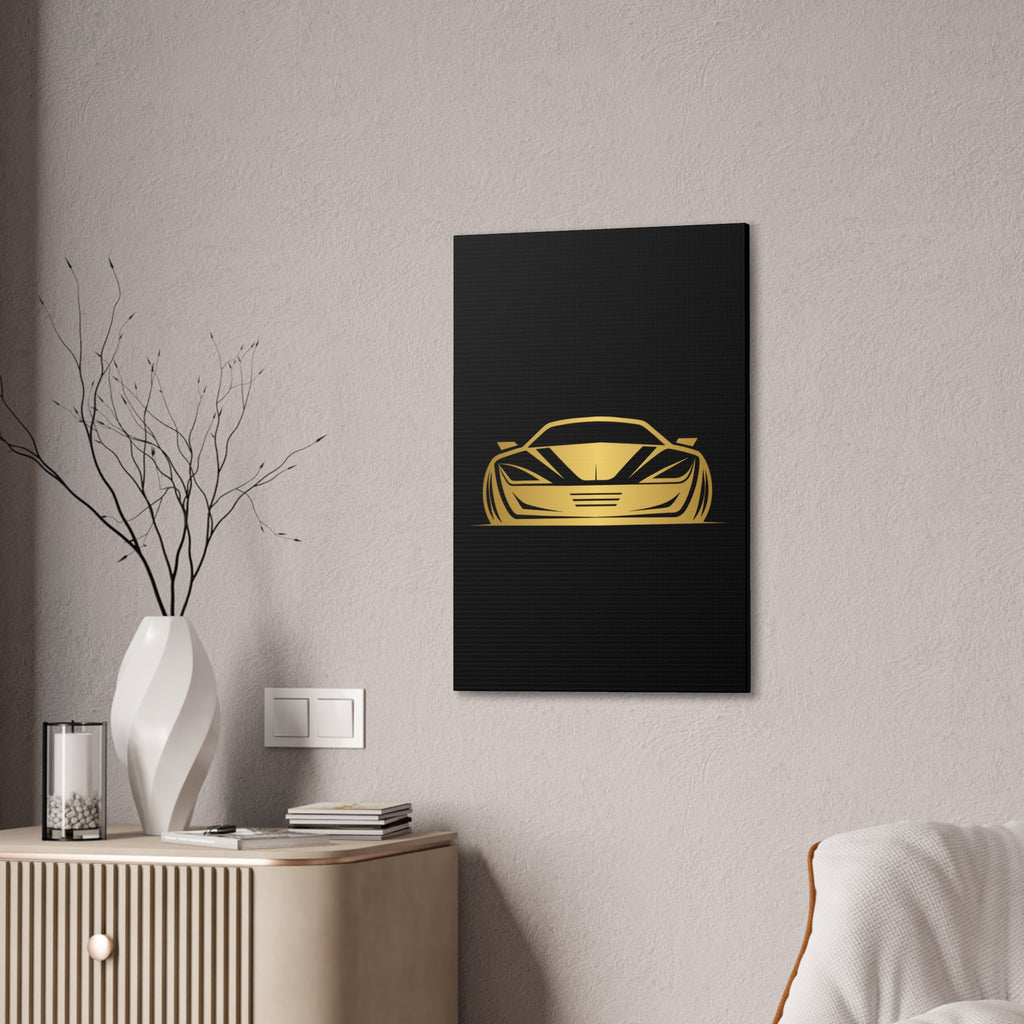 Gold Sports Car Canvas Print — Modern Automotive Wall Art