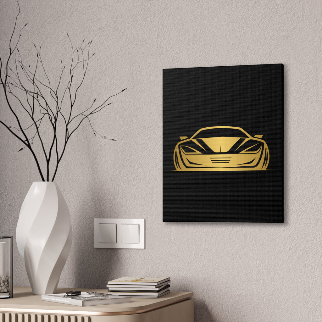 Gold Sports Car Canvas Print — Modern Automotive Wall Art