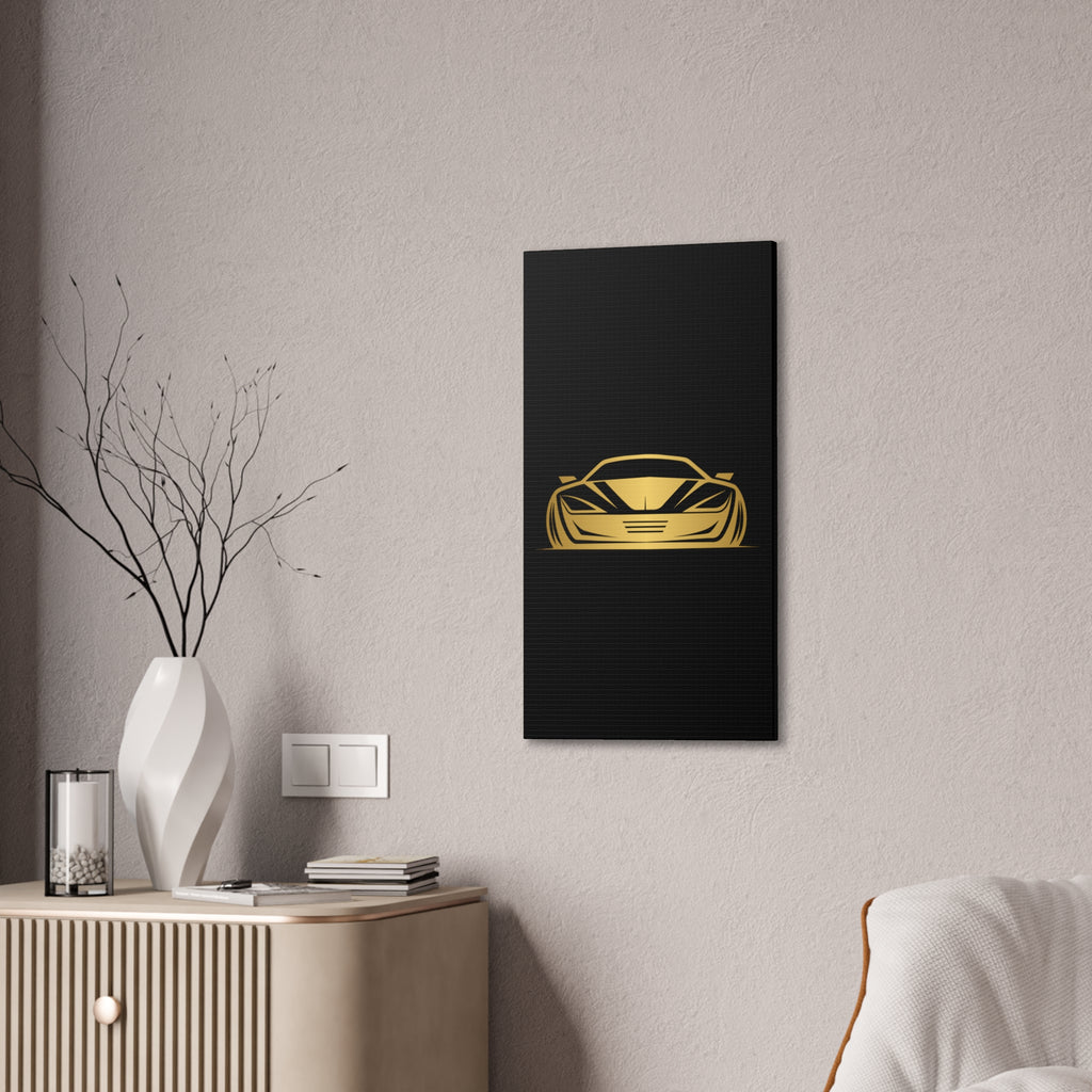 Gold Sports Car Canvas Print — Modern Automotive Wall Art