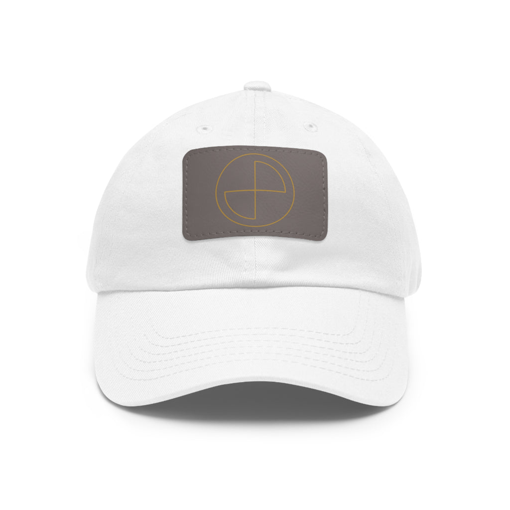 Minimal Leather-Patched Dad Hat — Circle Line Logo