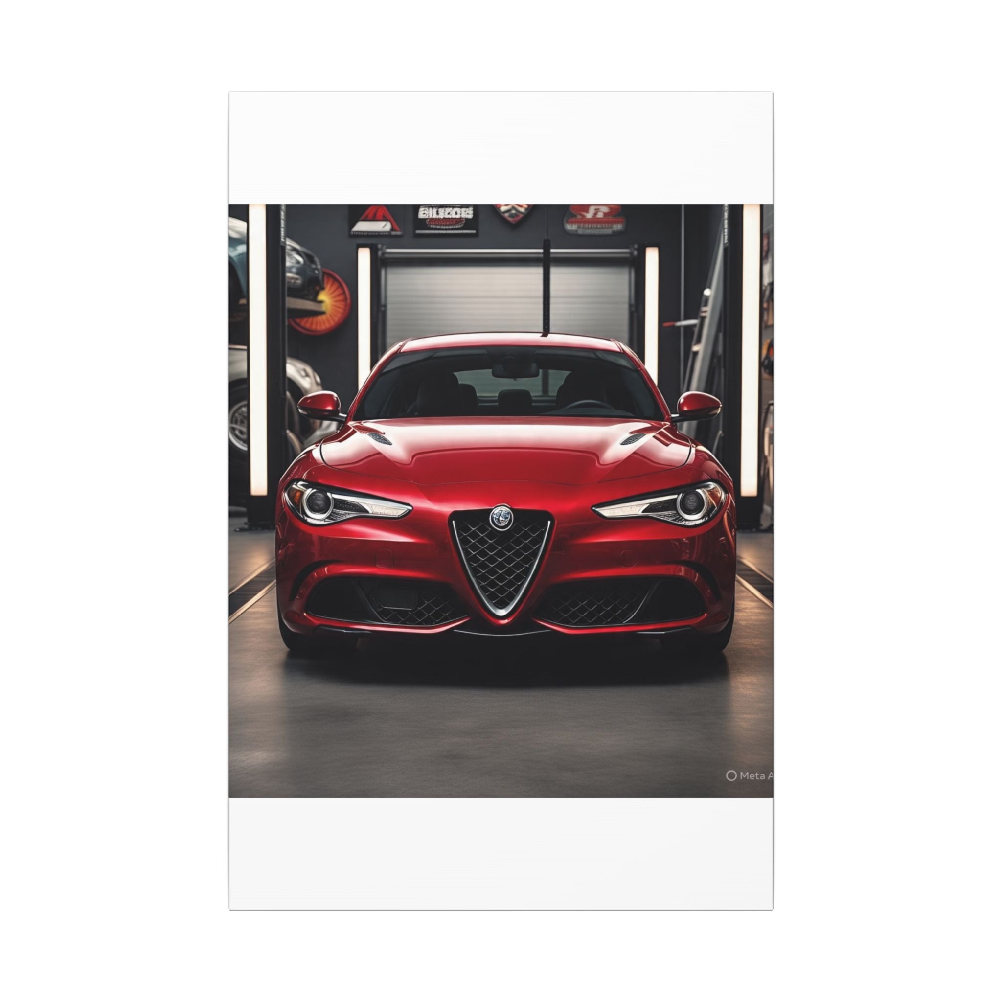 Alfa Romeo Giulia Front View Matte Canvas Wall Art — Stretched Car Photography Print