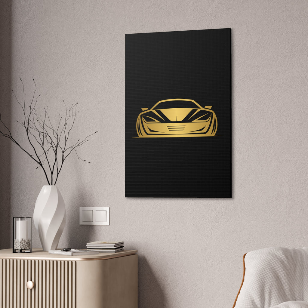 Gold Sports Car Canvas Print — Modern Automotive Wall Art