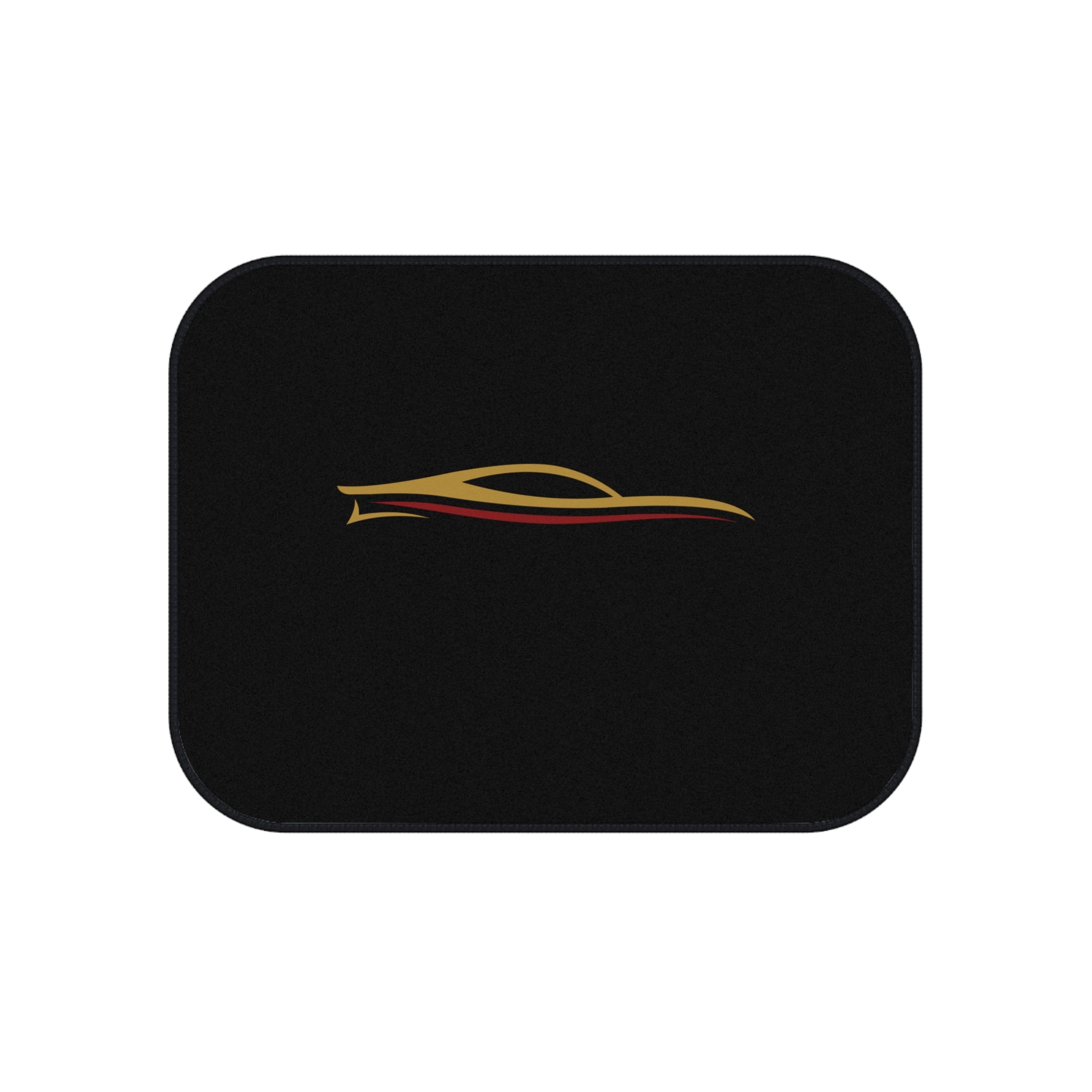 Luxury Car Floor Mats Set of 4 — Black with Gold Racing Silhouette