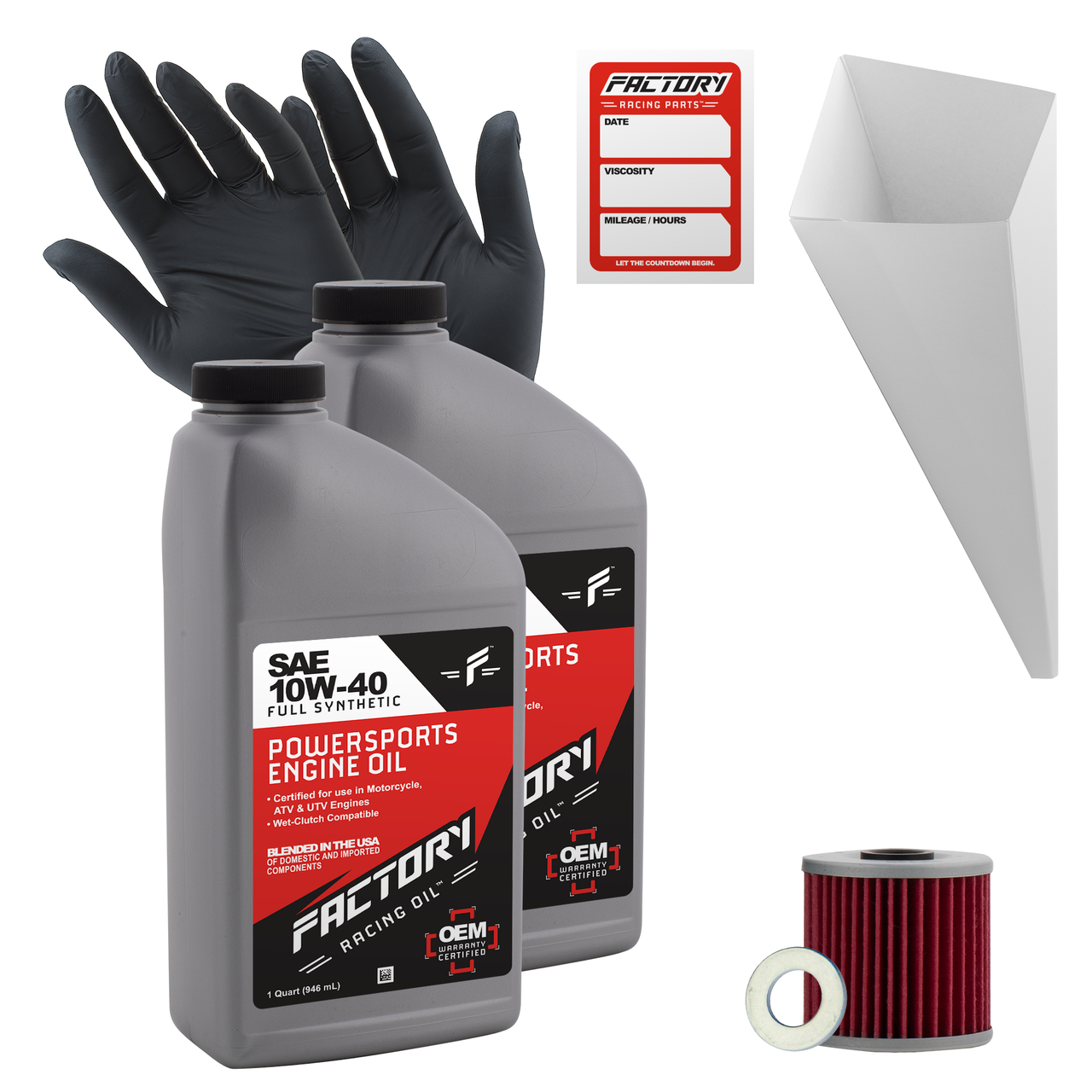 10W-40 Full Synthetic 2 Quart Oil Change Kit For Kawasaki KEF300 Lakota, KLF300 Bayou