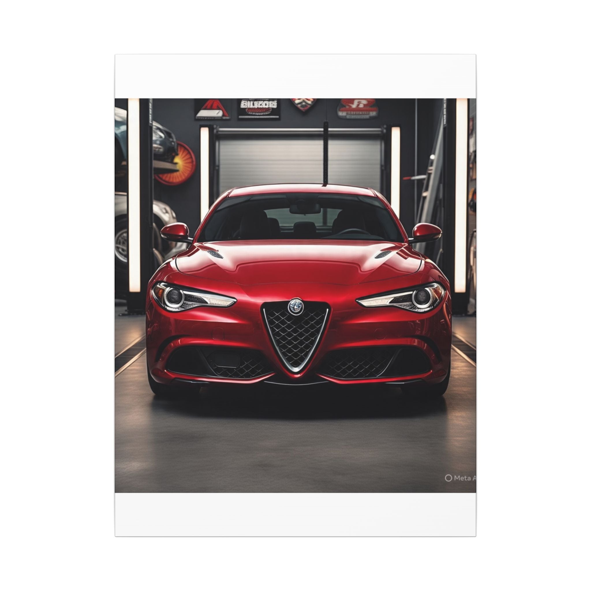 Alfa Romeo Giulia Front View Matte Canvas Wall Art — Stretched Car Photography Print