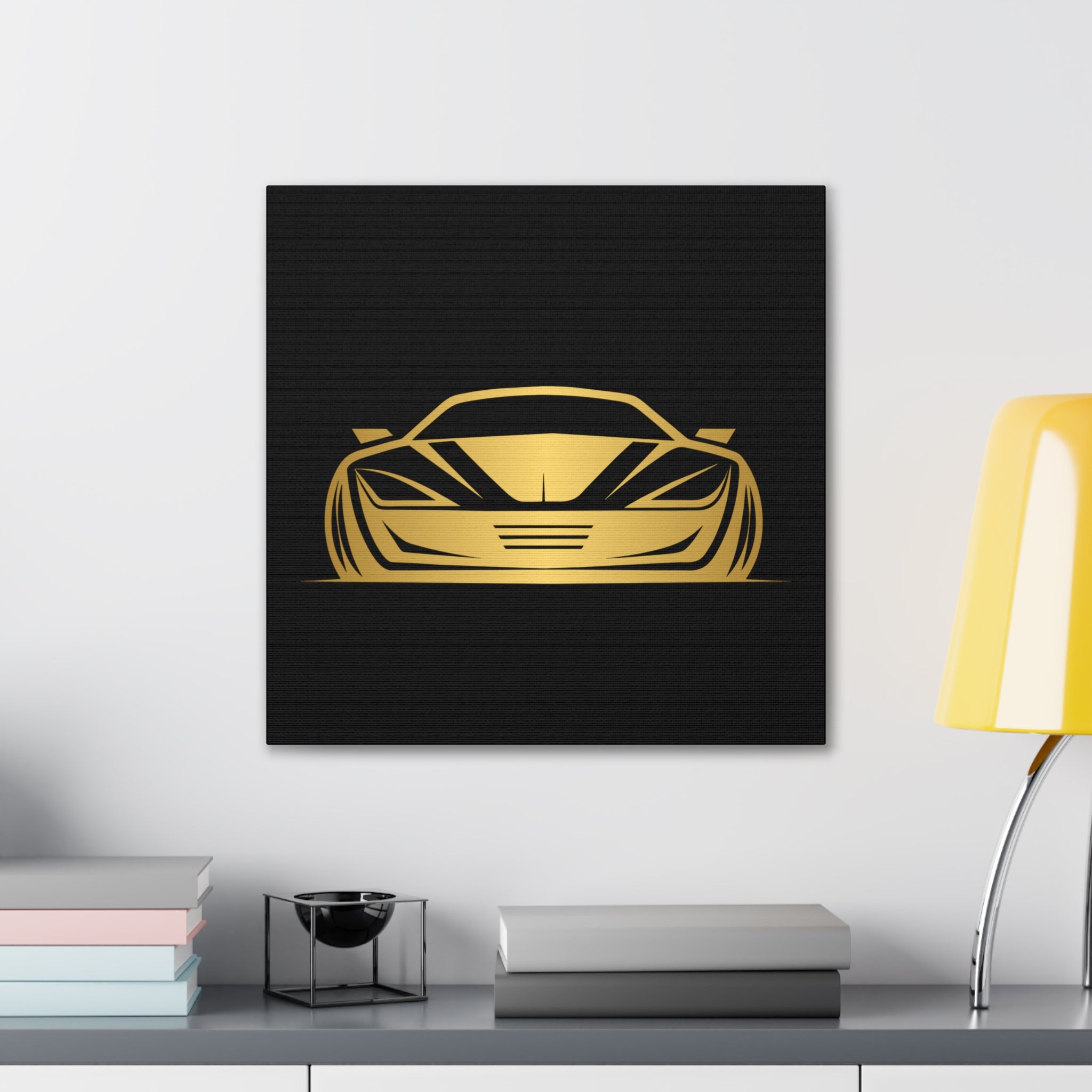 Gold Sports Car Canvas Print — Modern Automotive Wall Art