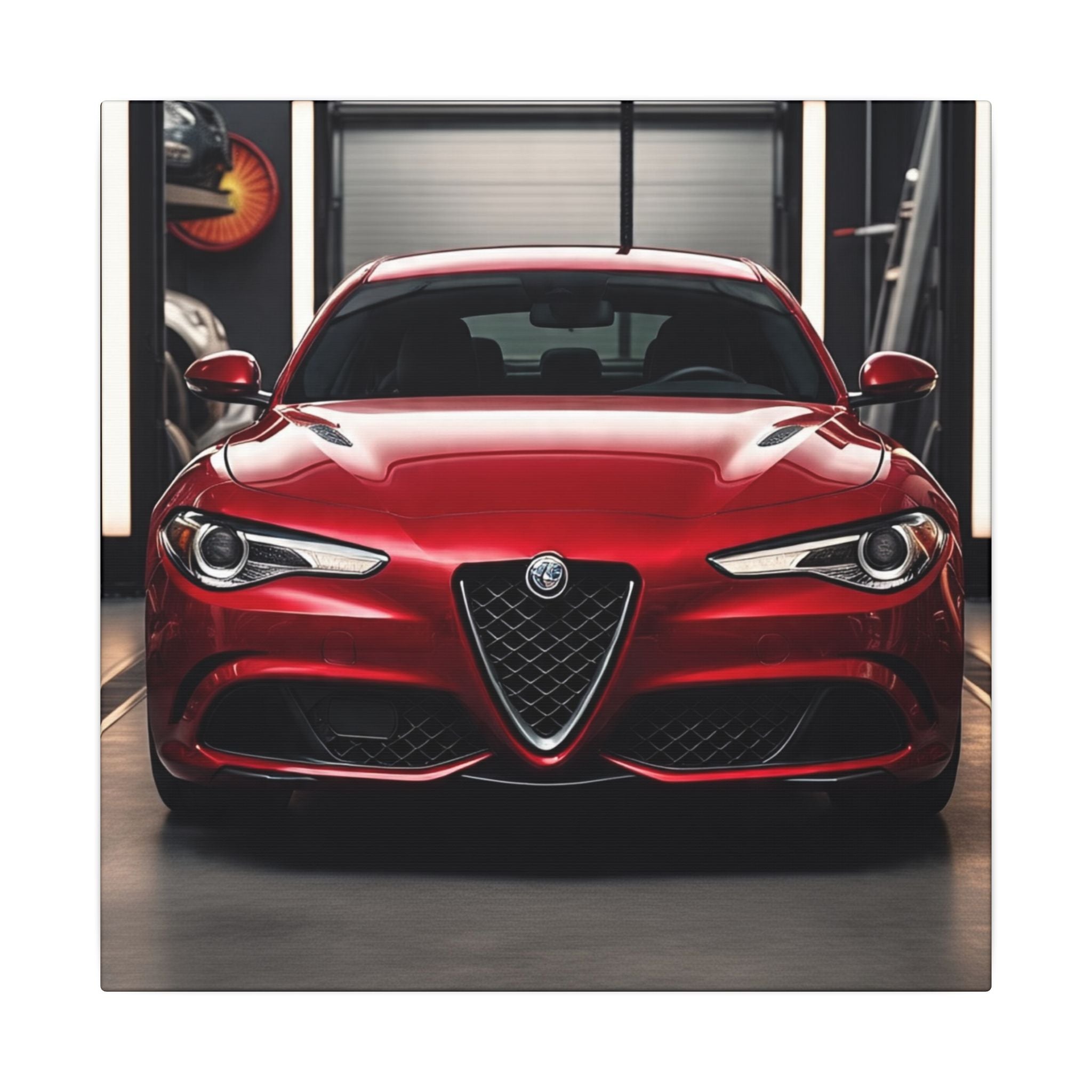 Alfa Romeo Giulia Front View Matte Canvas Wall Art — Stretched Car Photography Print