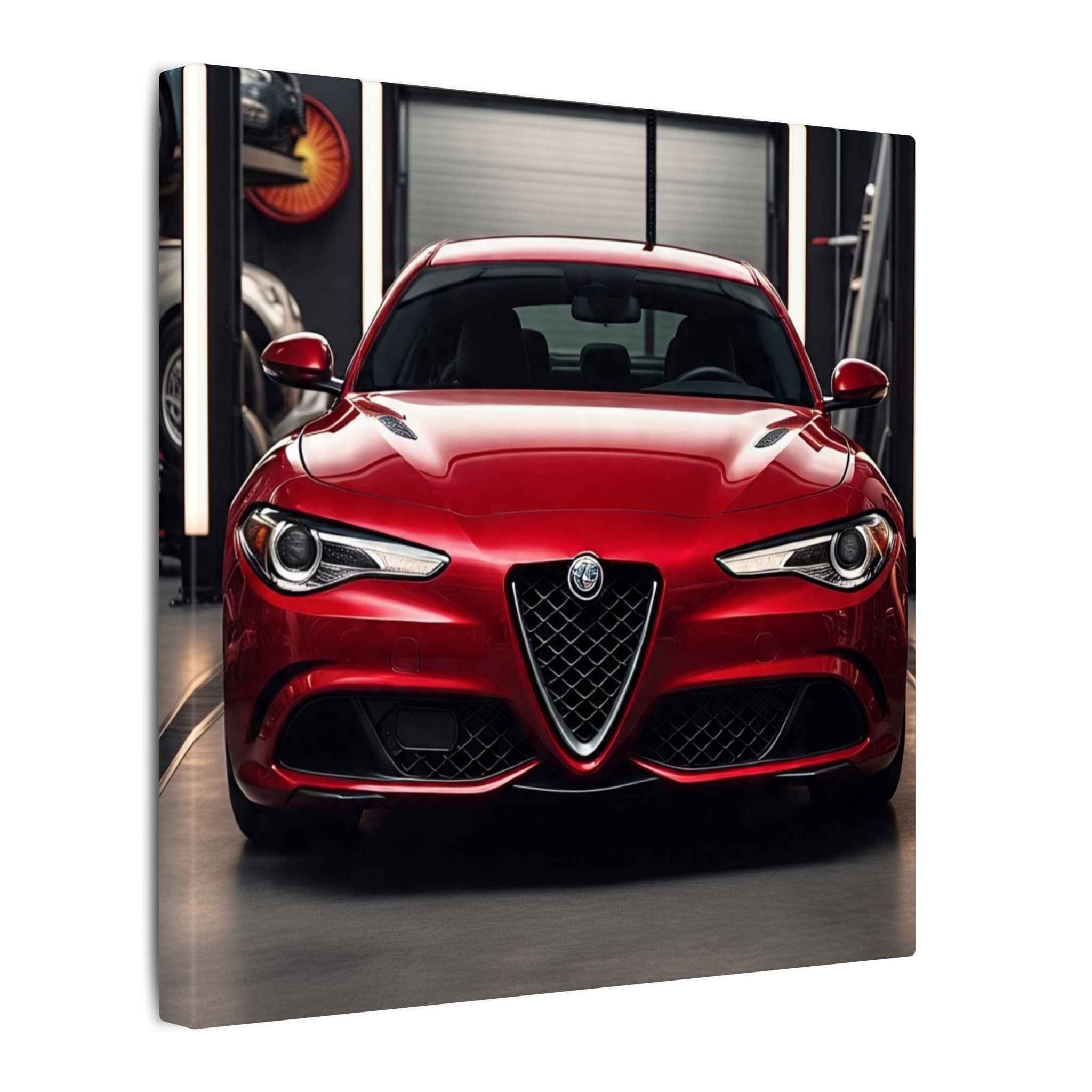 Alfa Romeo Giulia Front View Matte Canvas Wall Art — Stretched Car Photography Print