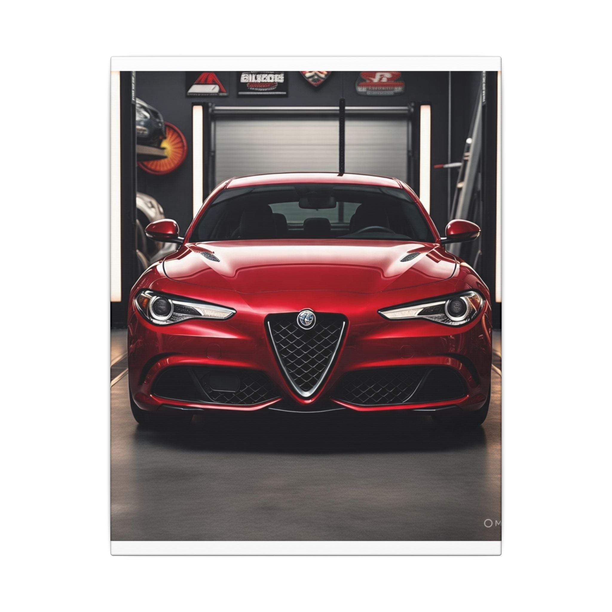 Alfa Romeo Giulia Front View Matte Canvas Wall Art — Stretched Car Photography Print