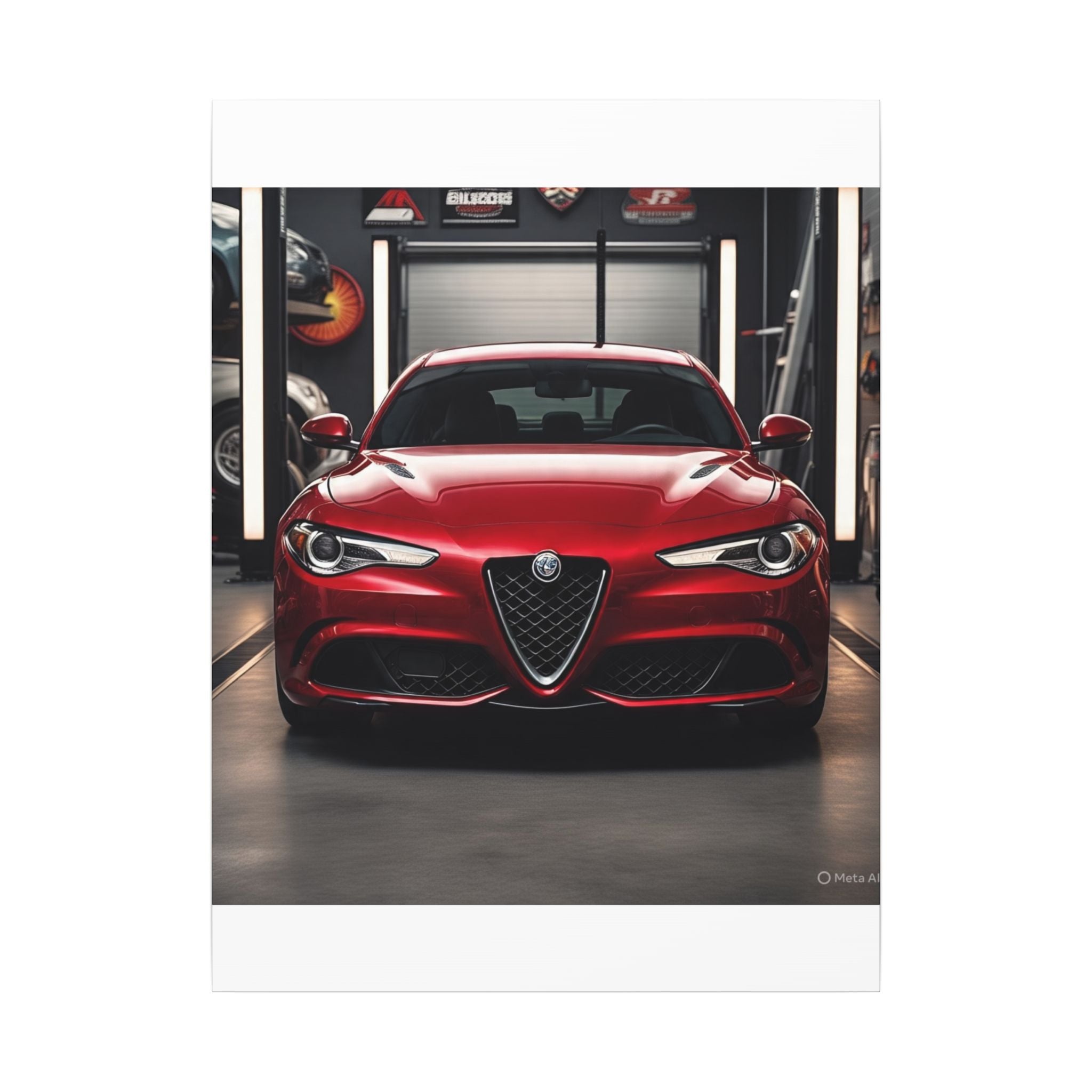 Alfa Romeo Giulia Front View Matte Canvas Wall Art — Stretched Car Photography Print