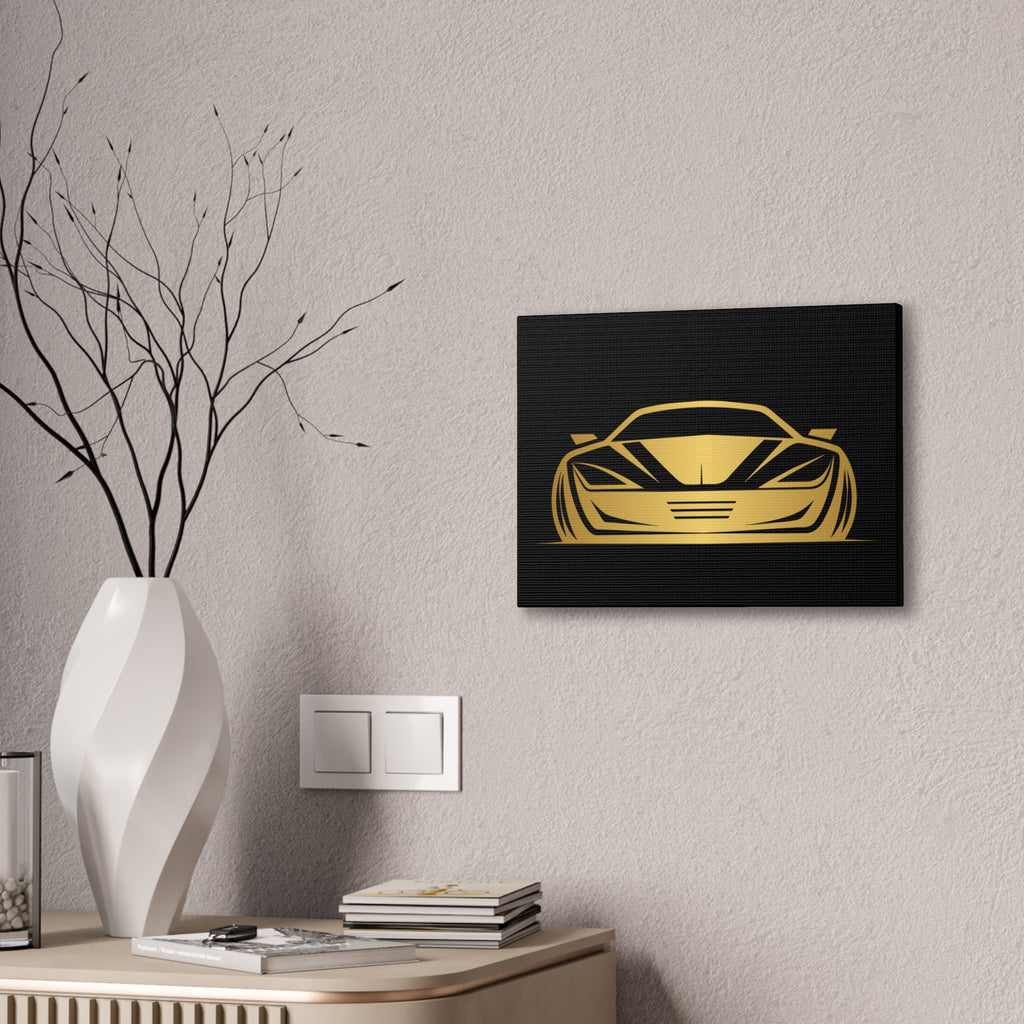 Gold Sports Car Canvas Print — Modern Automotive Wall Art