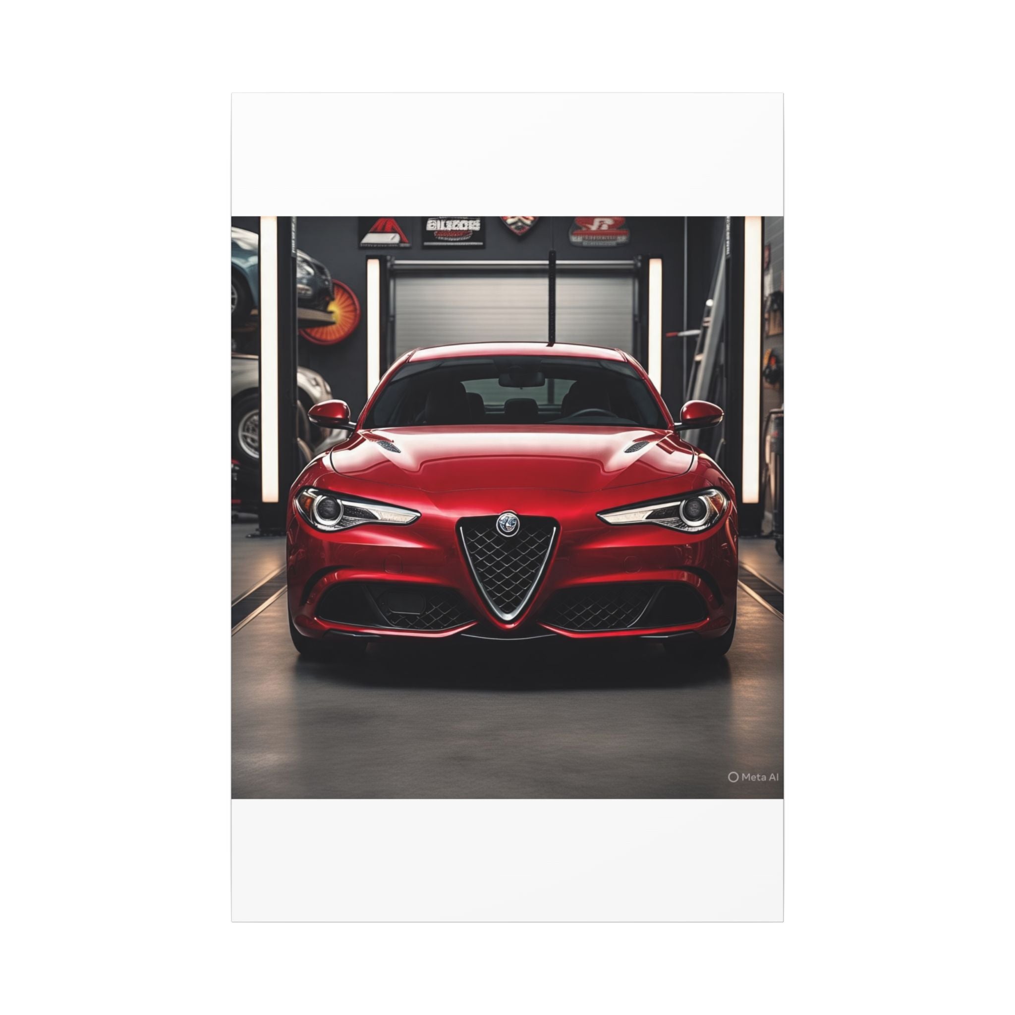 Alfa Romeo Giulia Front View Matte Canvas Wall Art — Stretched Car Photography Print