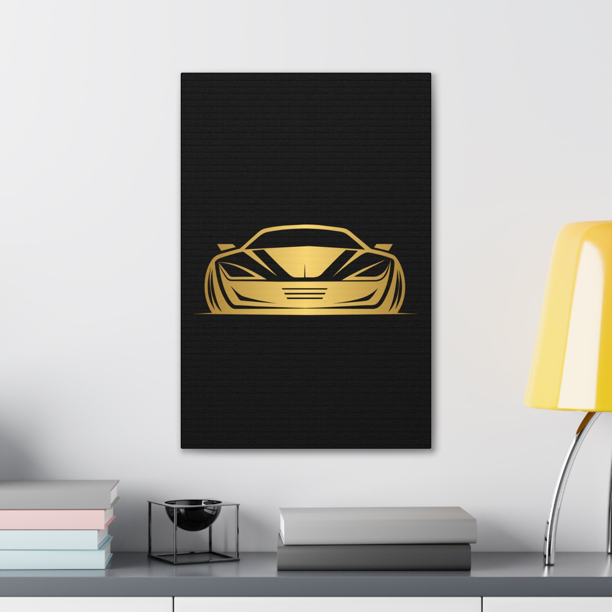 Gold Sports Car Canvas Print — Modern Automotive Wall Art