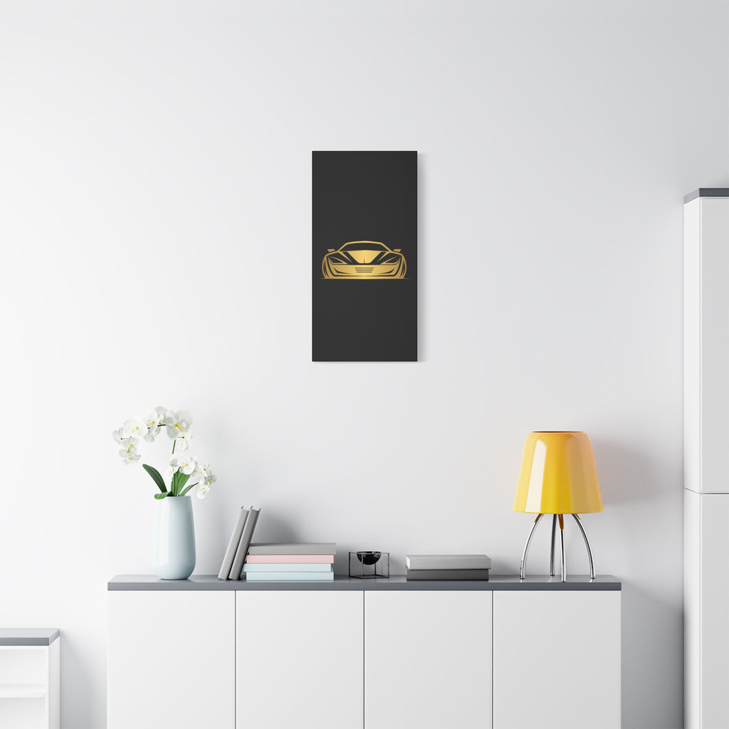 Golden Sports Car Canvas Print — Modern Automotive Wall Art