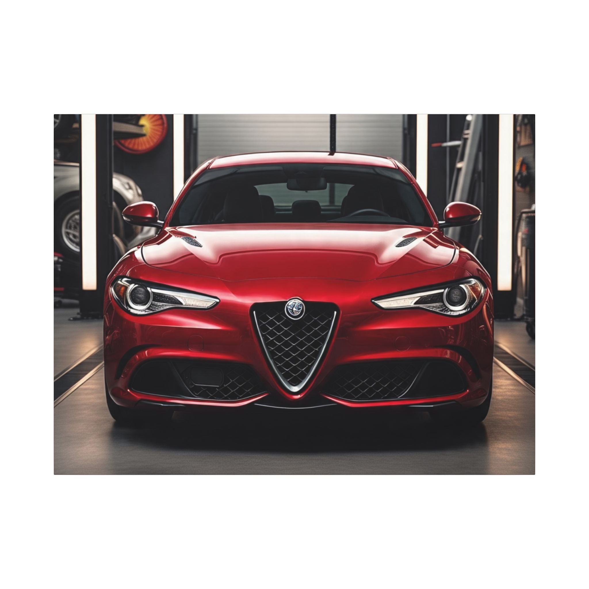 Alfa Romeo Giulia Front View Matte Canvas Wall Art — Stretched Car Photography Print