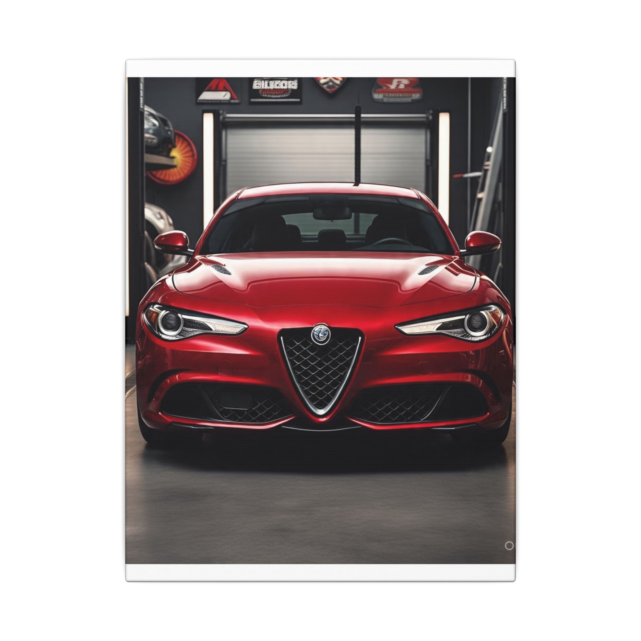 Alfa Romeo Giulia Front View Matte Canvas Wall Art — Stretched Car Photography Print