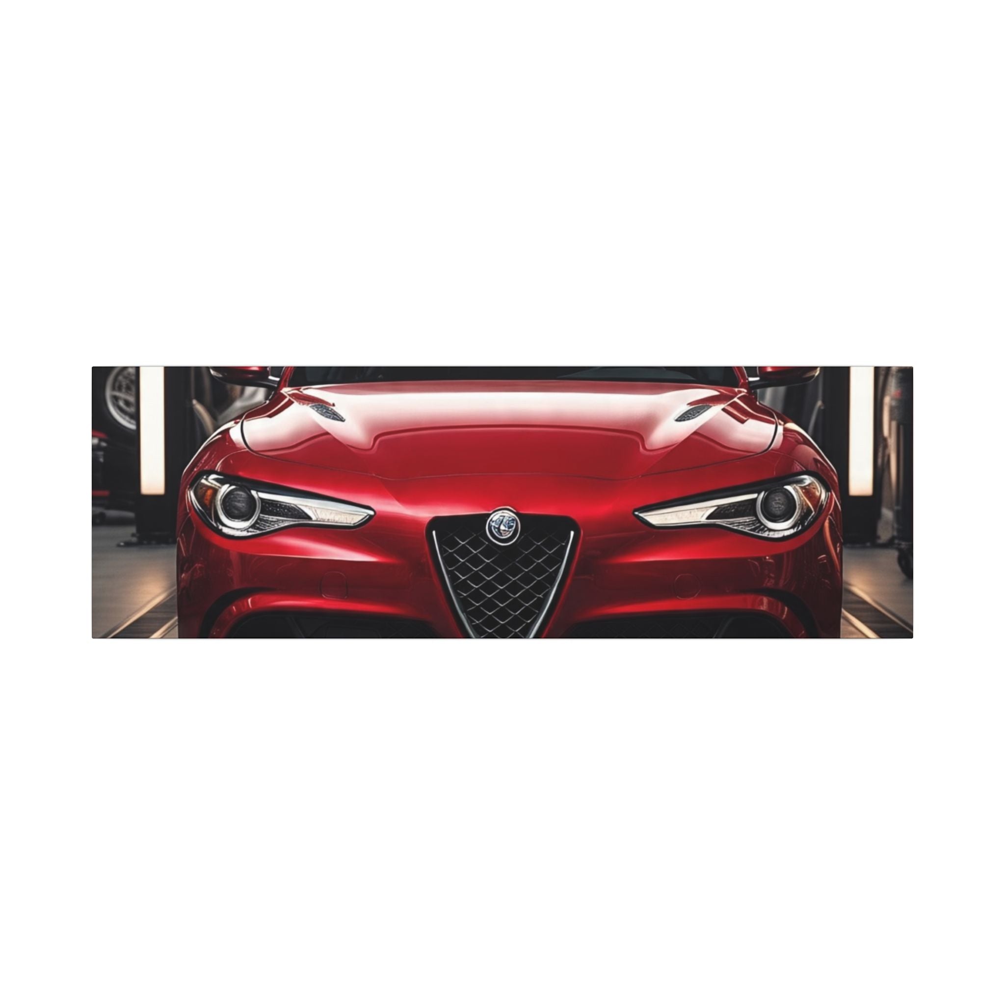 Alfa Romeo Giulia Front View Matte Canvas Wall Art — Stretched Car Photography Print