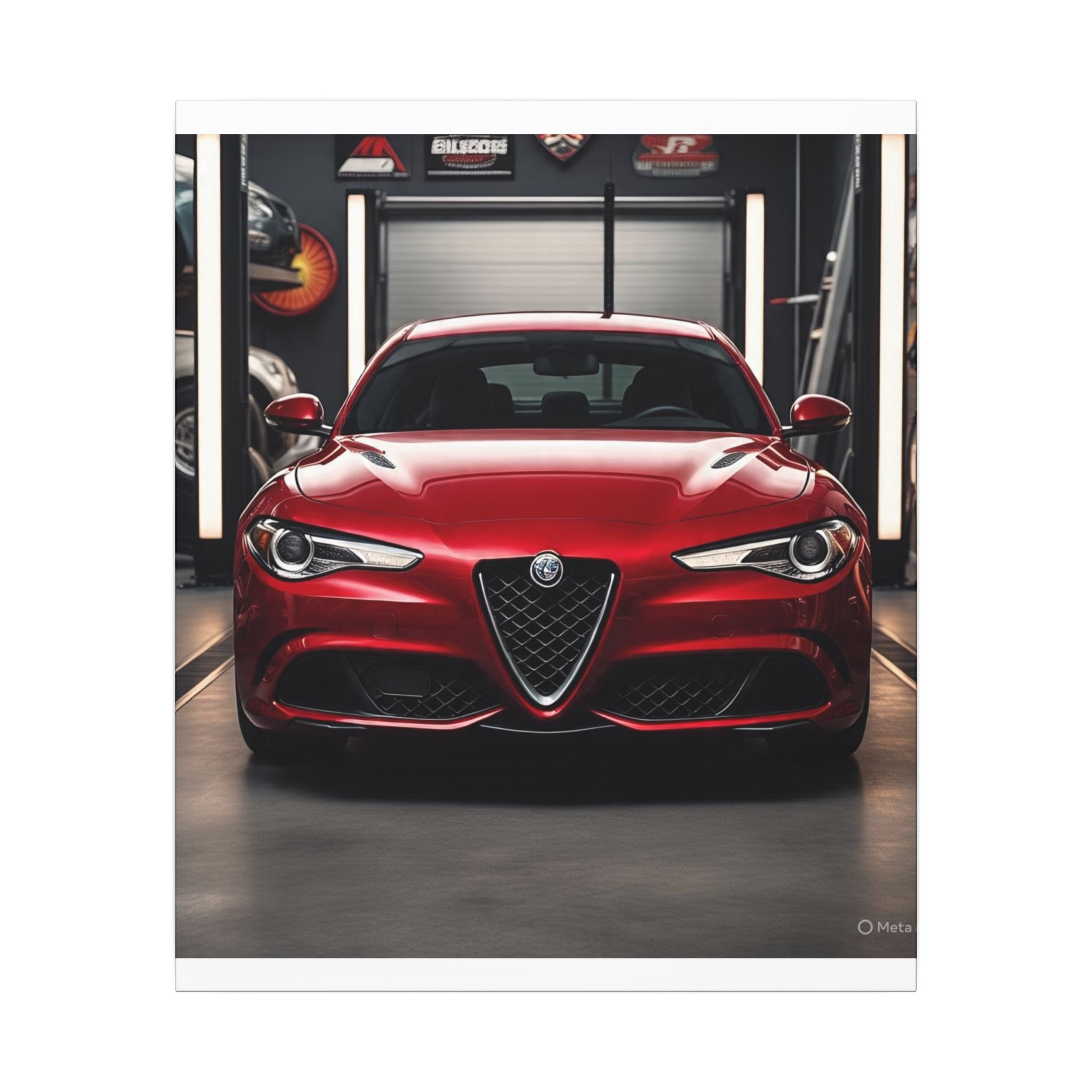 Alfa Romeo Giulia Front View Matte Canvas Wall Art — Stretched Car Photography Print