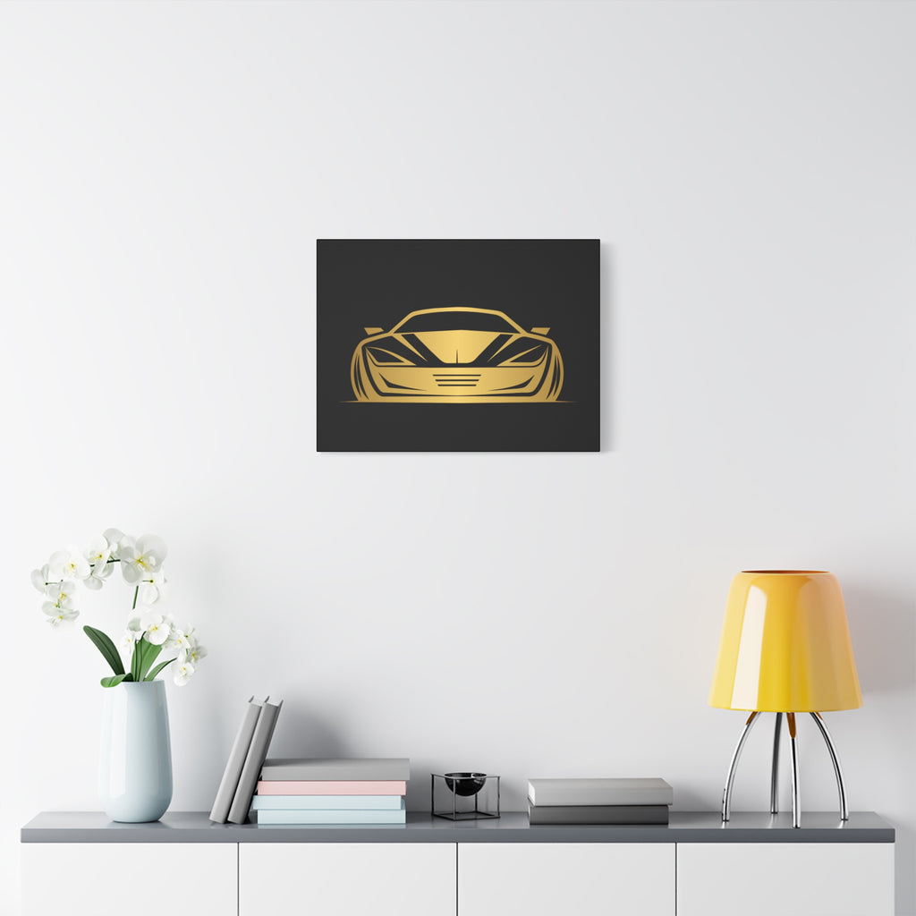 Golden Sports Car Canvas Print — Modern Automotive Wall Art