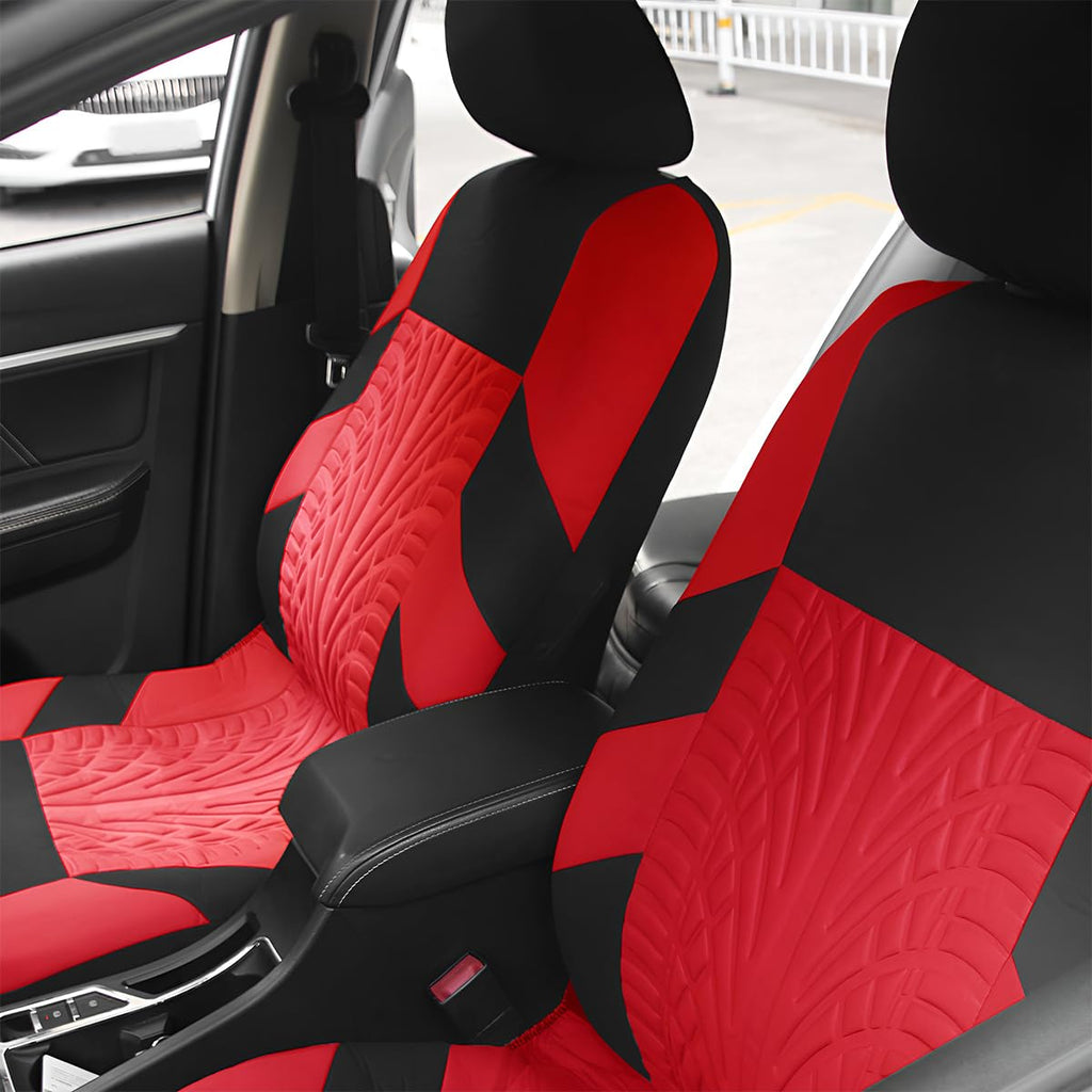 Front Car Seat Covers, 2 Pcs Polyester Bucket Seat Protectors, Soft And Breathable, Premium Sporty Automotive Seat Cushions, Universal Auto Interior Accessories Red