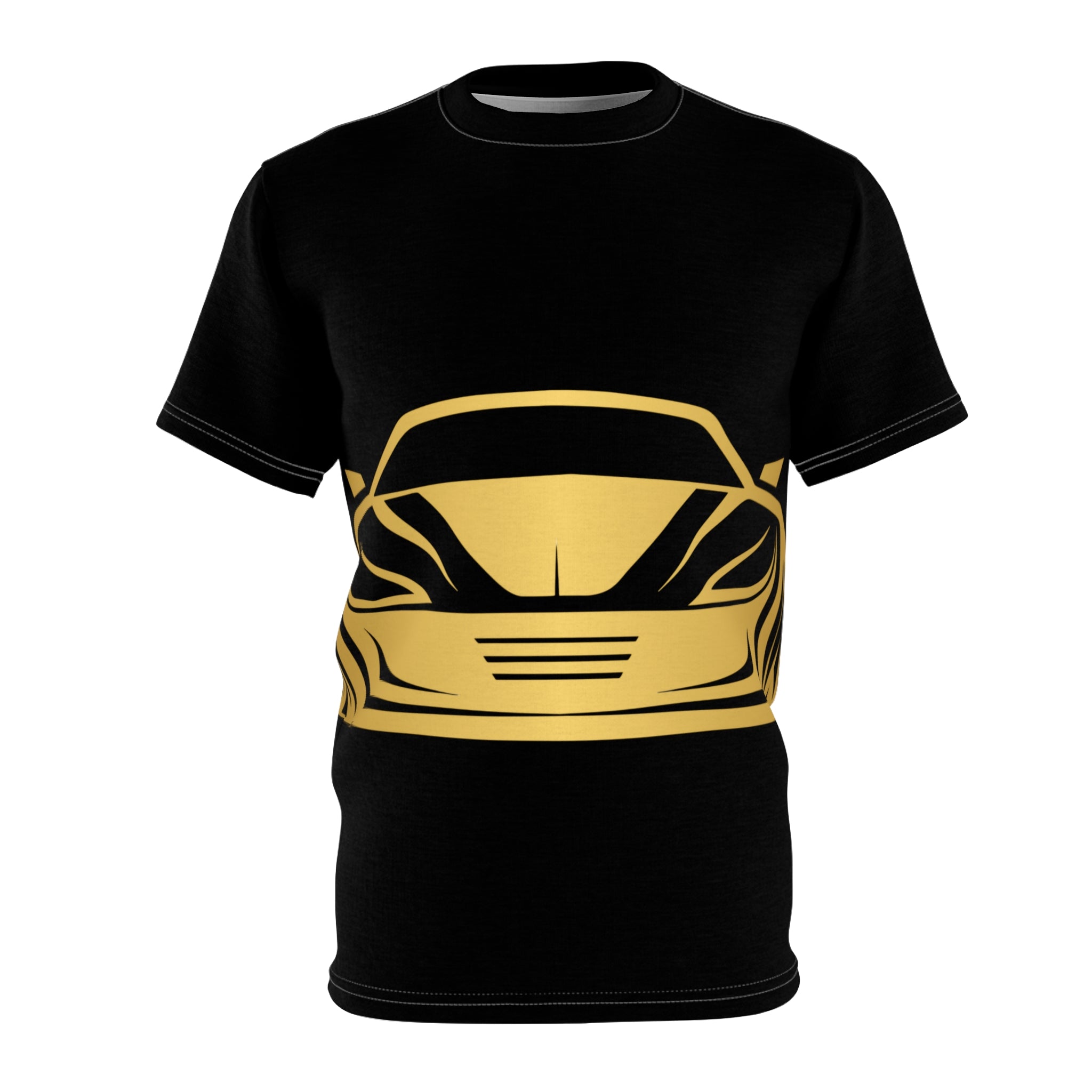 Sports Car Graphic Tee — Gold Supercar Front Print