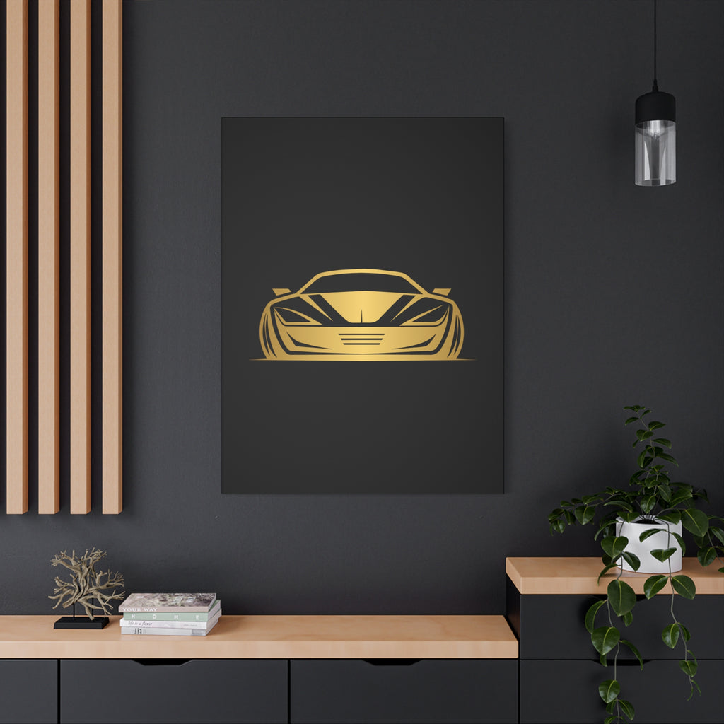 Golden Sports Car Canvas Print — Modern Automotive Wall Art