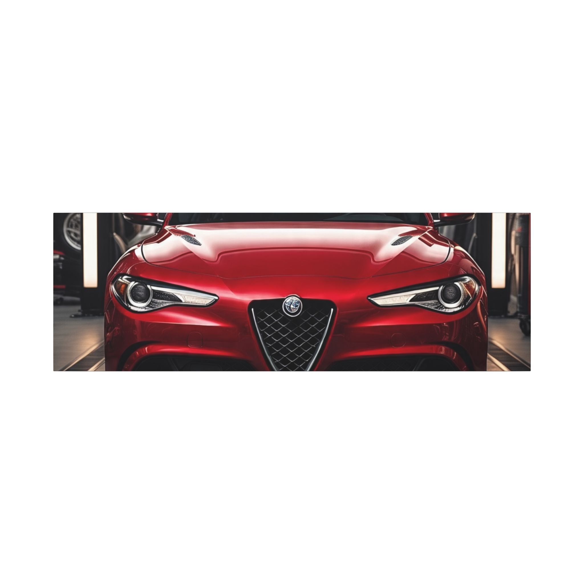 Alfa Romeo Giulia Front View Matte Canvas Wall Art — Stretched Car Photography Print