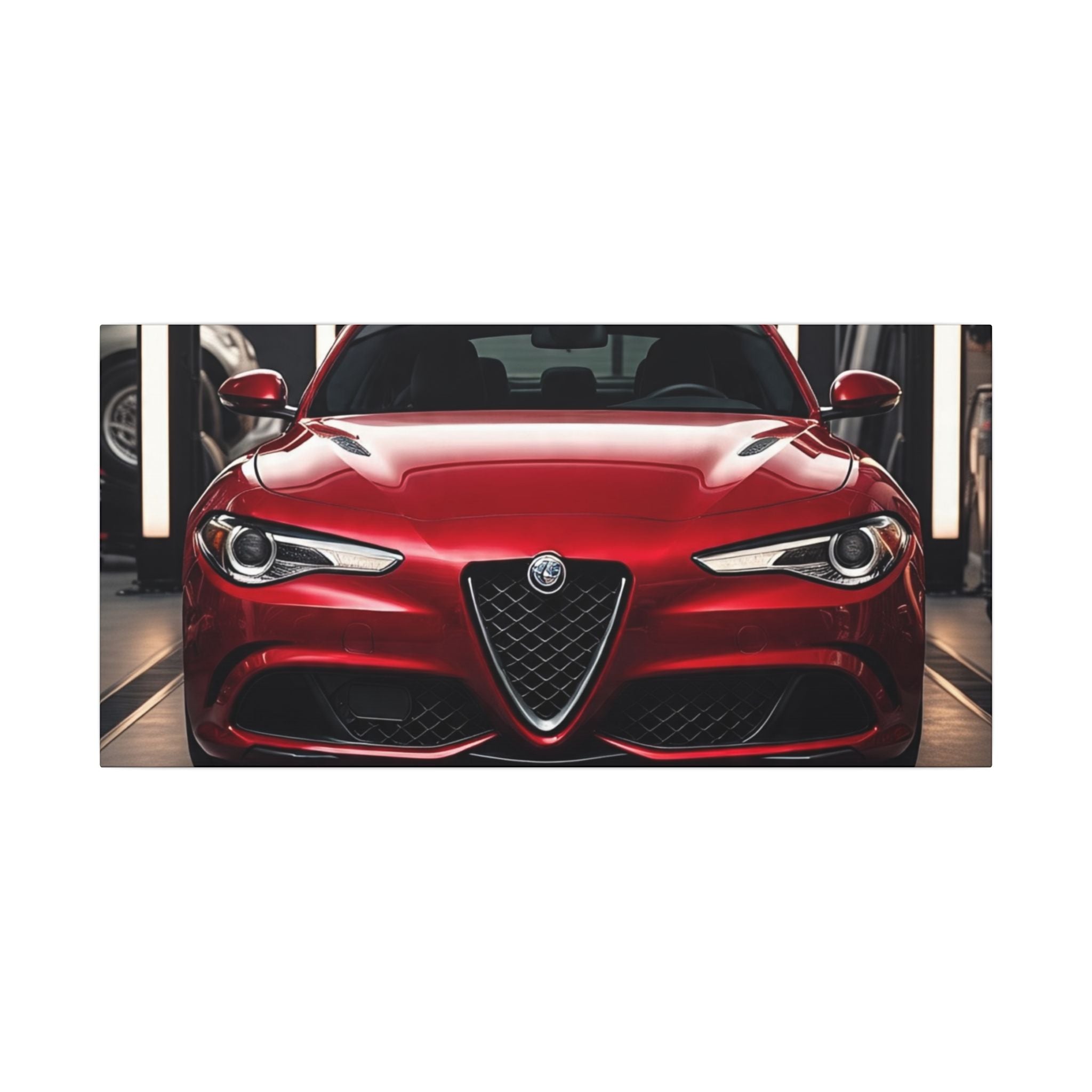 Alfa Romeo Giulia Front View Matte Canvas Wall Art — Stretched Car Photography Print