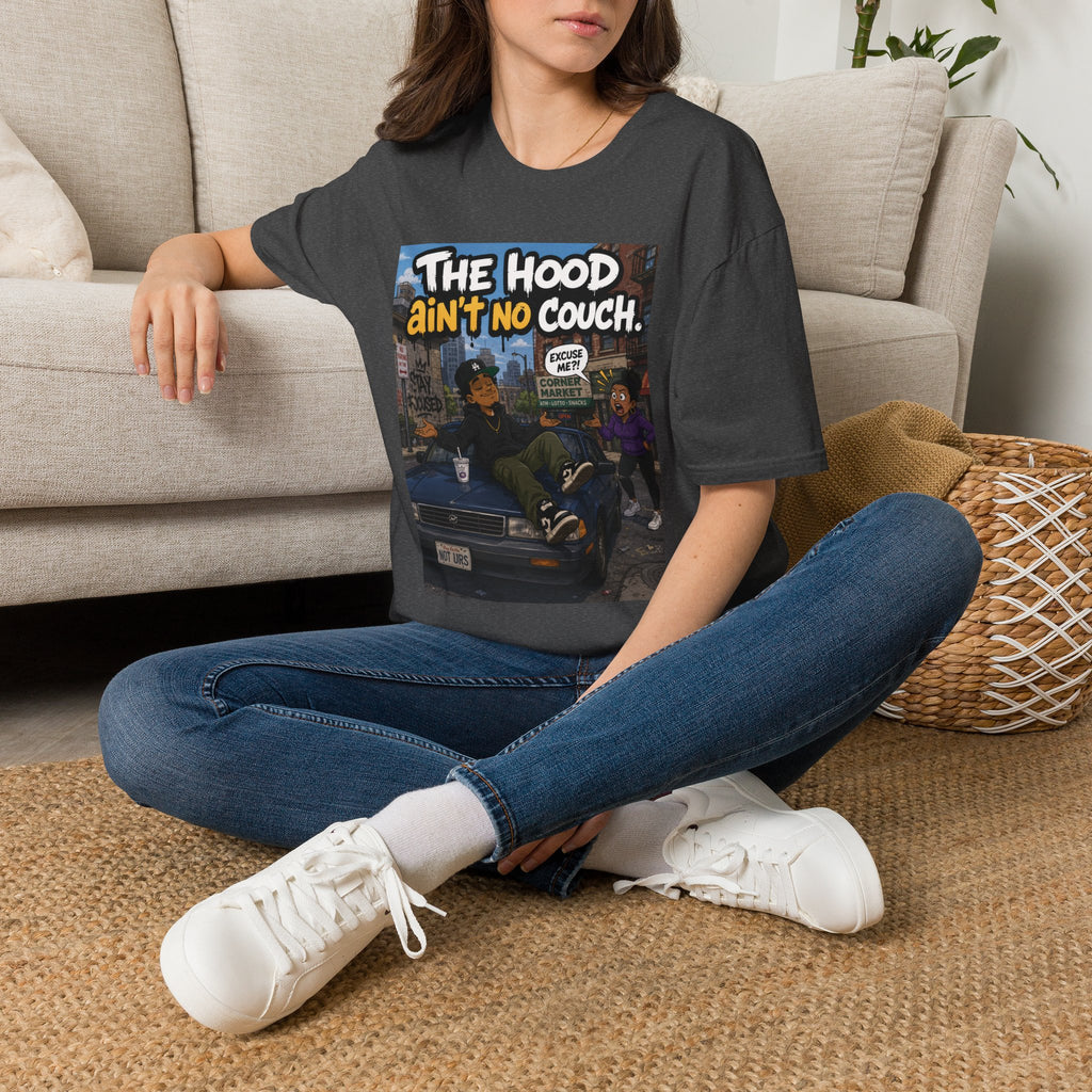 T-Shirt — "The Hood Ain’t No Couch" Urban Street Art Tee V2