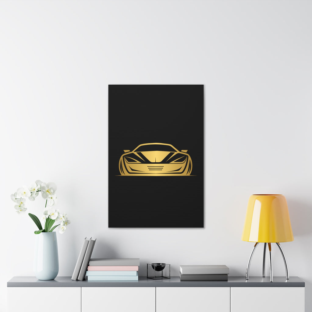 Gold Sports Car Canvas Print — Modern Automotive Wall Art