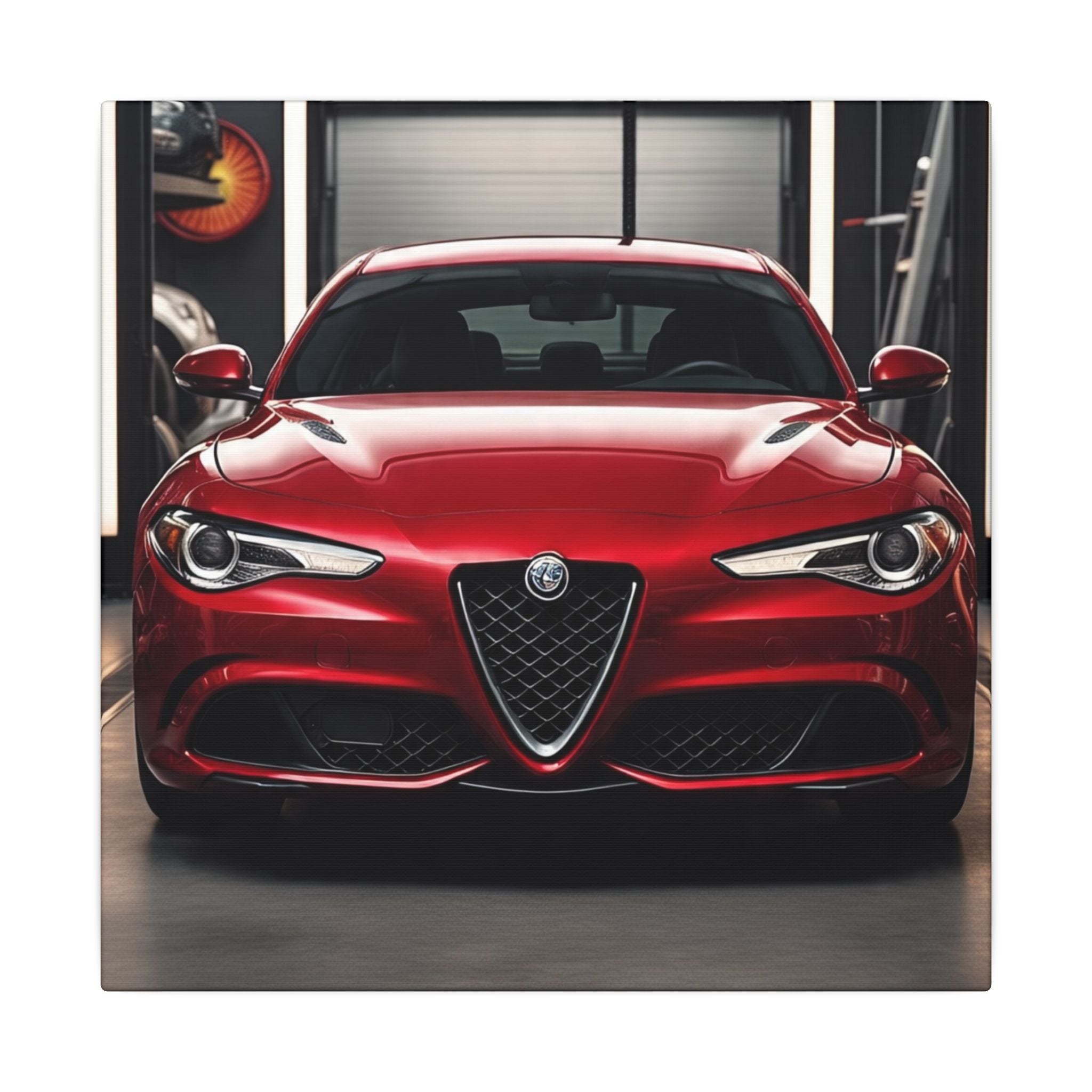 Alfa Romeo Giulia Front View Matte Canvas Wall Art — Stretched Car Photography Print