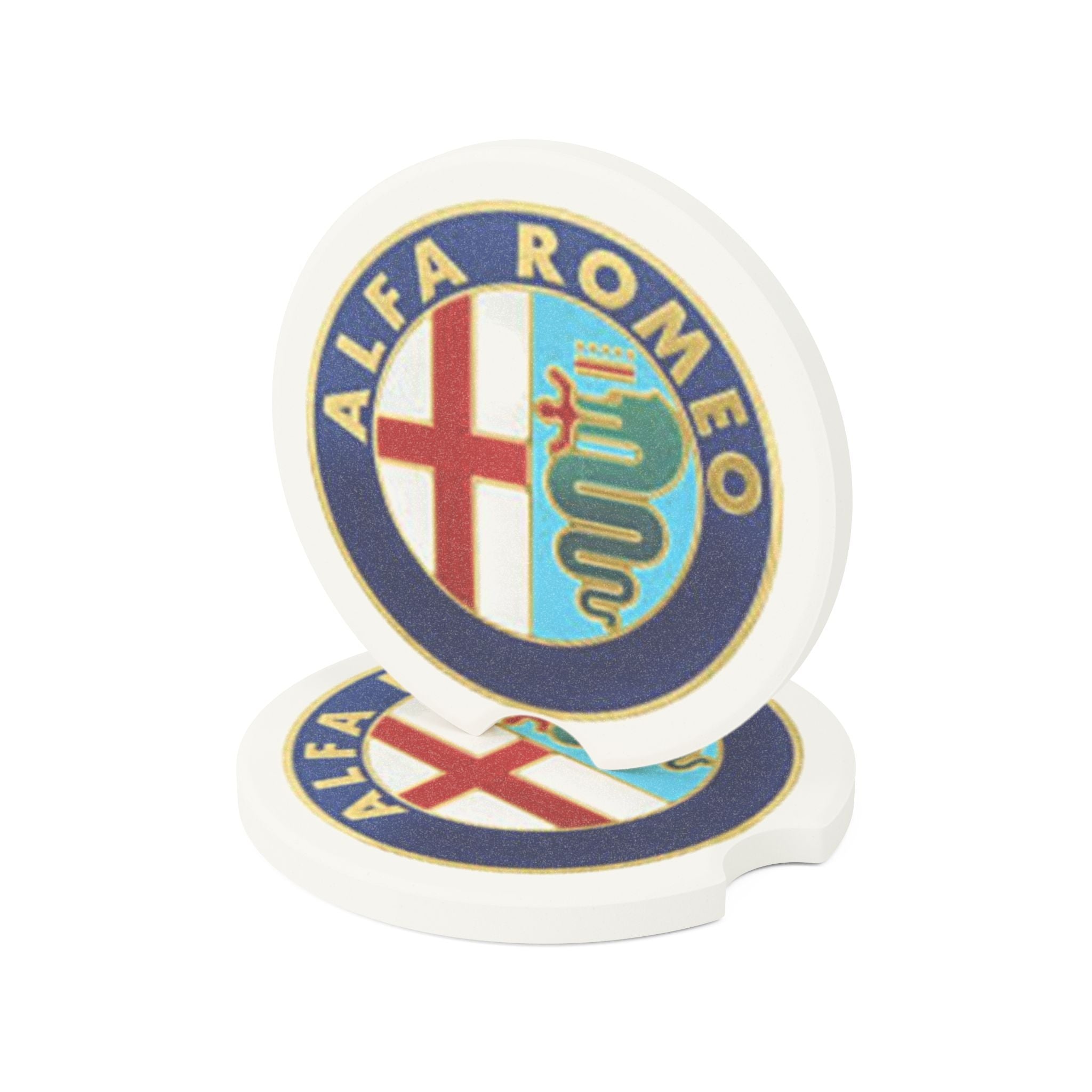 Soapstone Car Coaster — Vintage Alfa Romeo Emblem Car Cup Holder Coaster